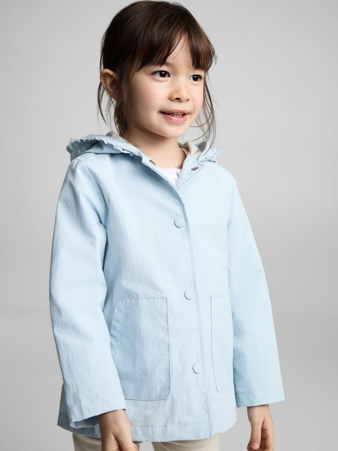 undefined Younger Girls Frill Hooded Jacket - Light Blue