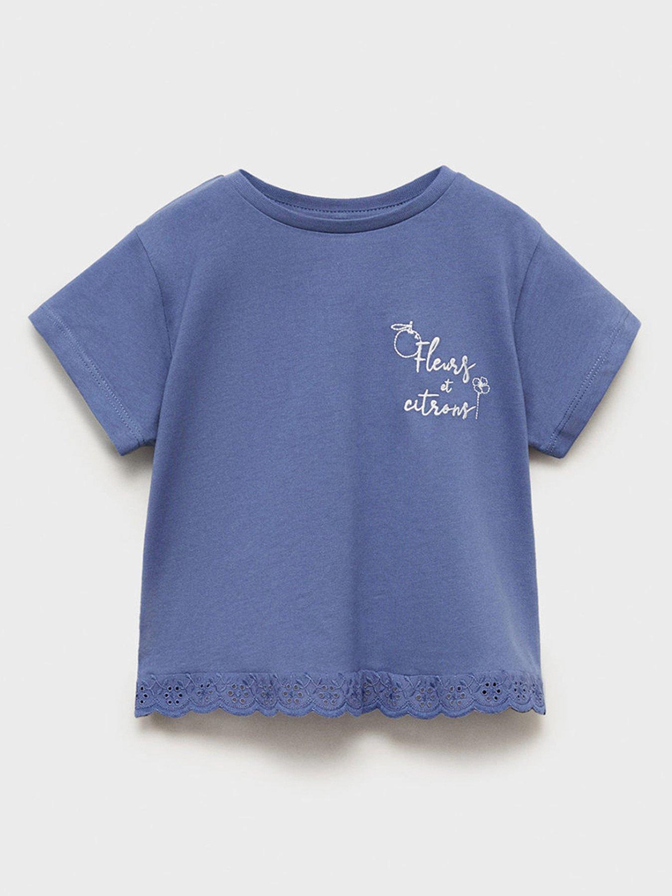 undefined Younger Girls Frill Hem Short Sleeve Tshirt - Blue
