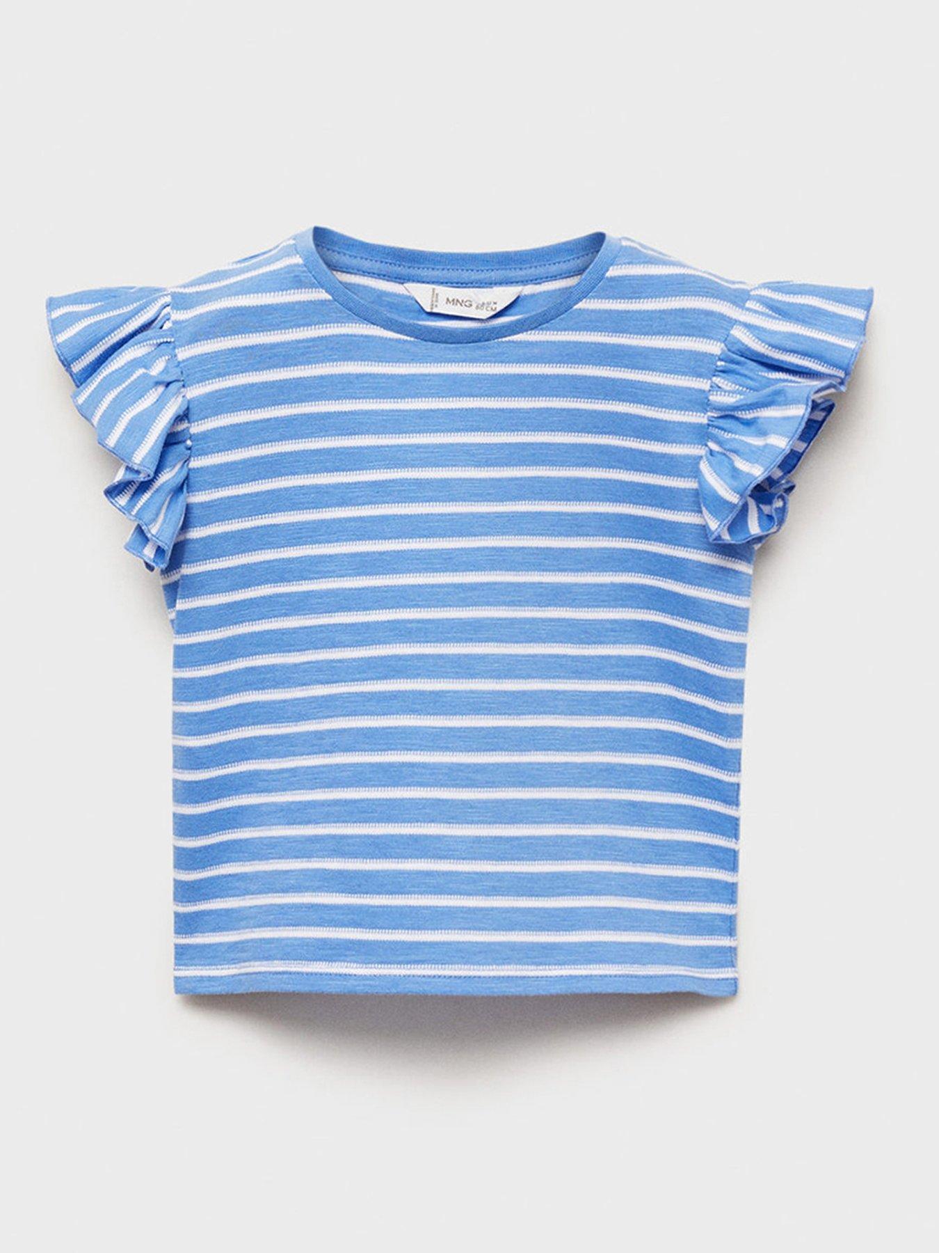 undefined Younger Girls Stripe Short Sleeve Tshirt - Blue