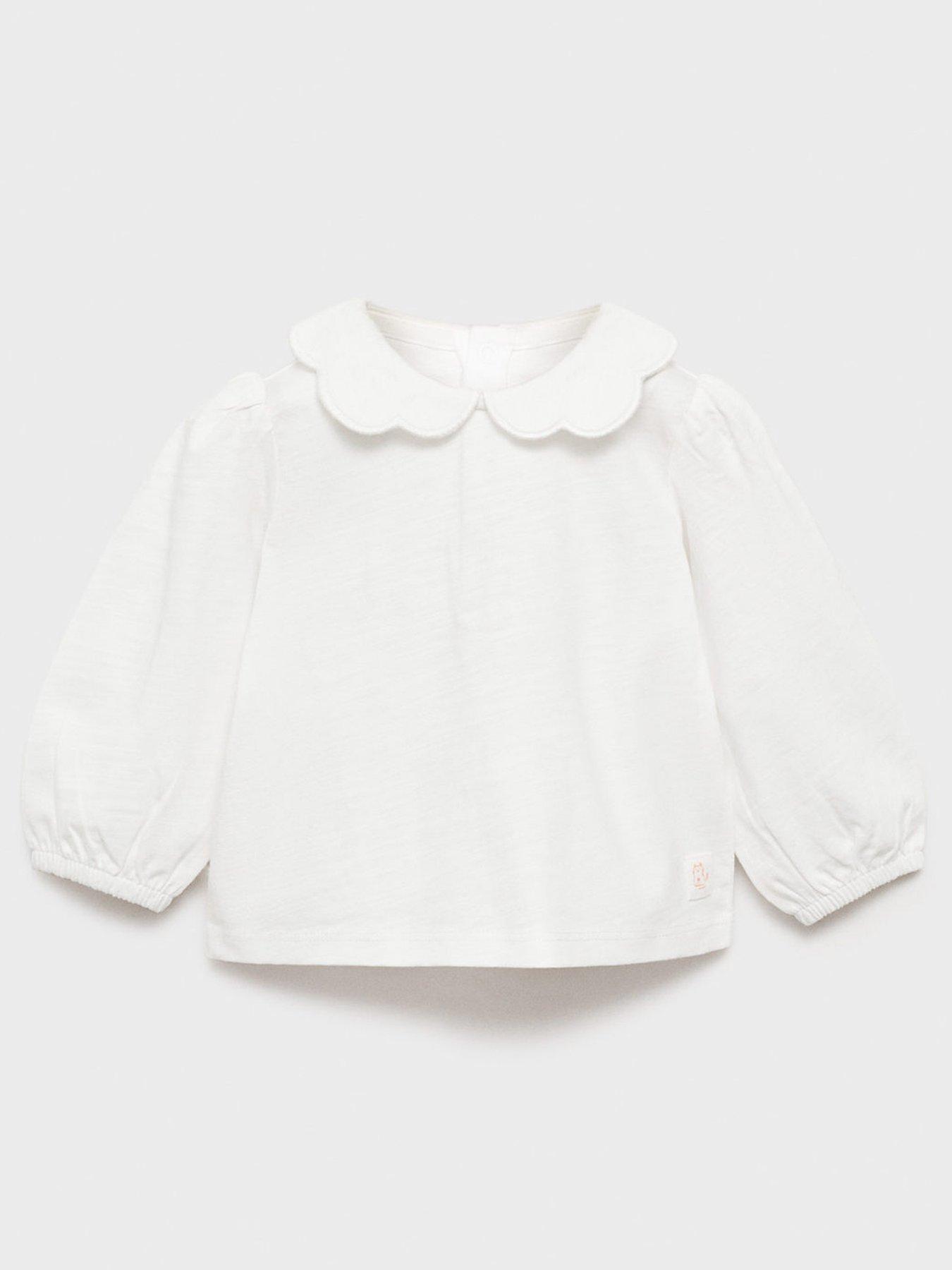undefined Baby Girls Collared Long Sleeve Tshirt - Light Cream