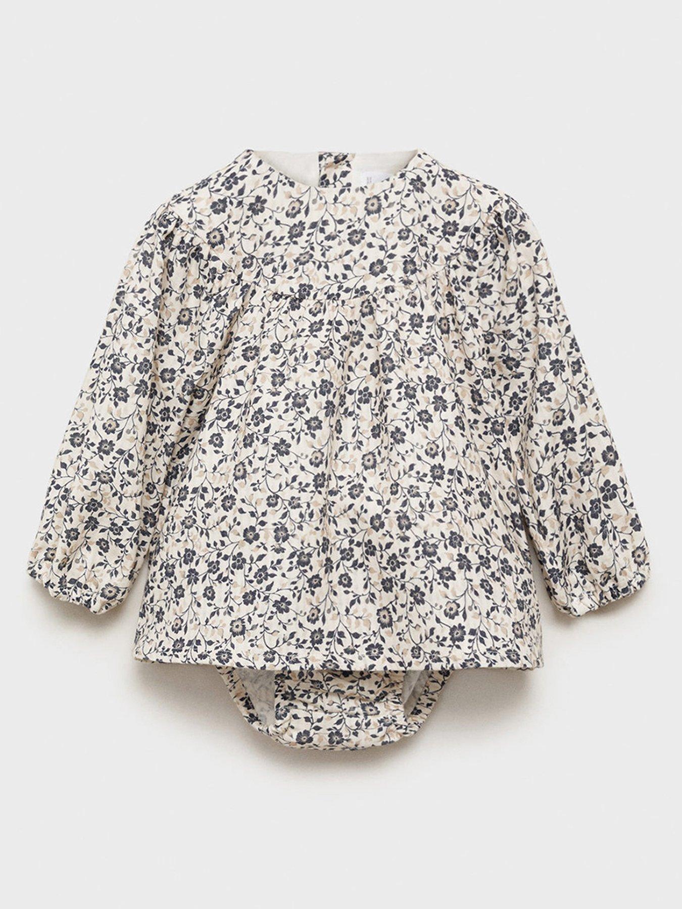 undefined Baby Girls Floral Dress & Knickers - Navy