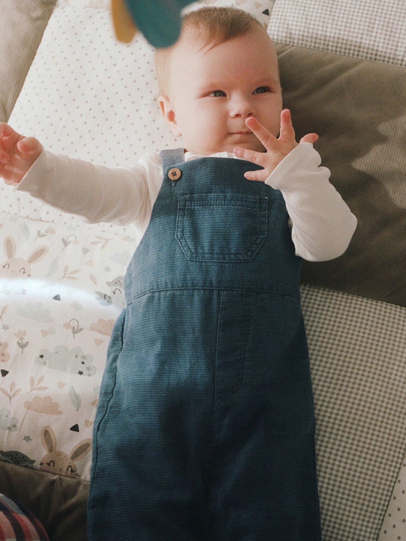 Image 2 of 5 of Mango Baby Unisex Dungarees - Blue
