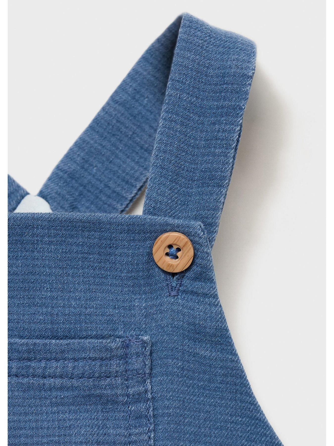 Image 4 of 5 of Mango Baby Unisex Dungarees - Blue