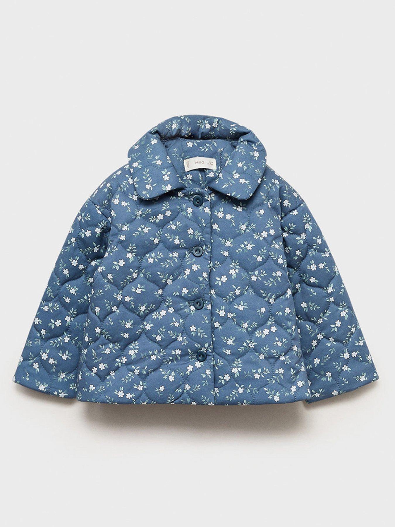 undefined Baby Girls Printed Quilted Jacket - Navy