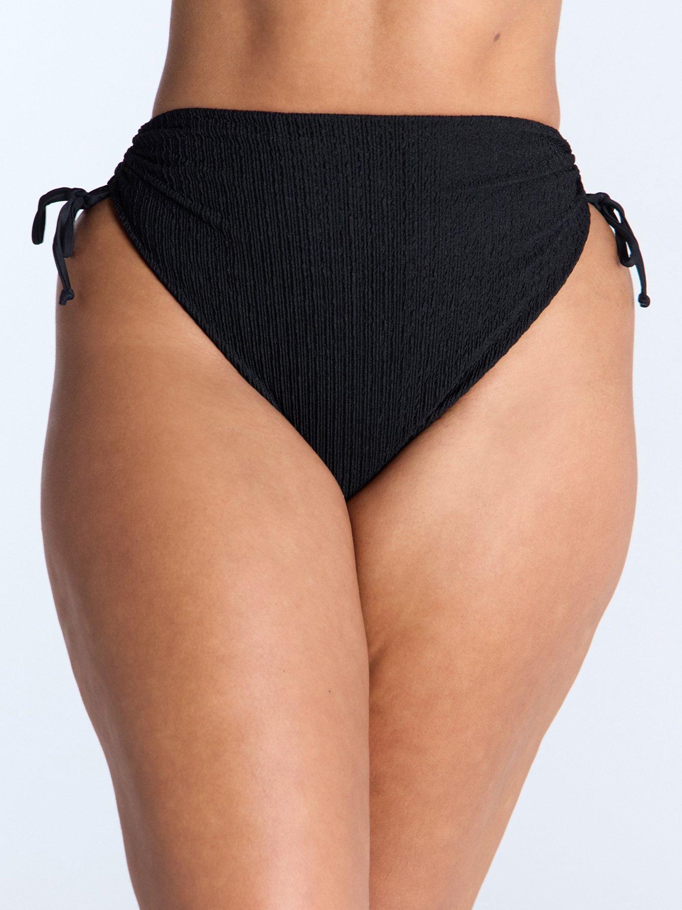 Image of Boux Avenue Amalfi Texture Ruched High Waist Bikini Briefs - Black
