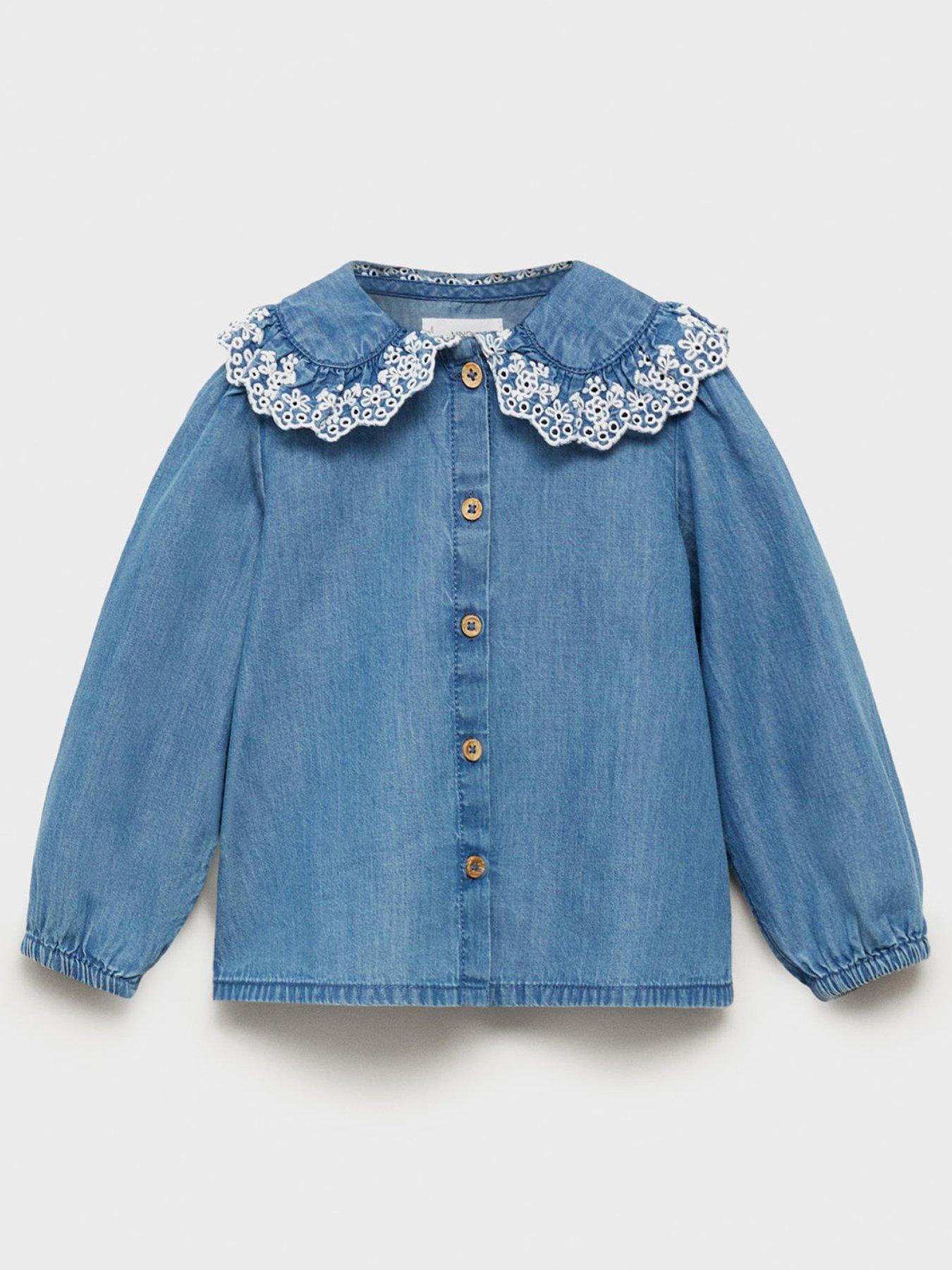 undefined Younger Girls Chambray Long Sleeve Blouse - Blue