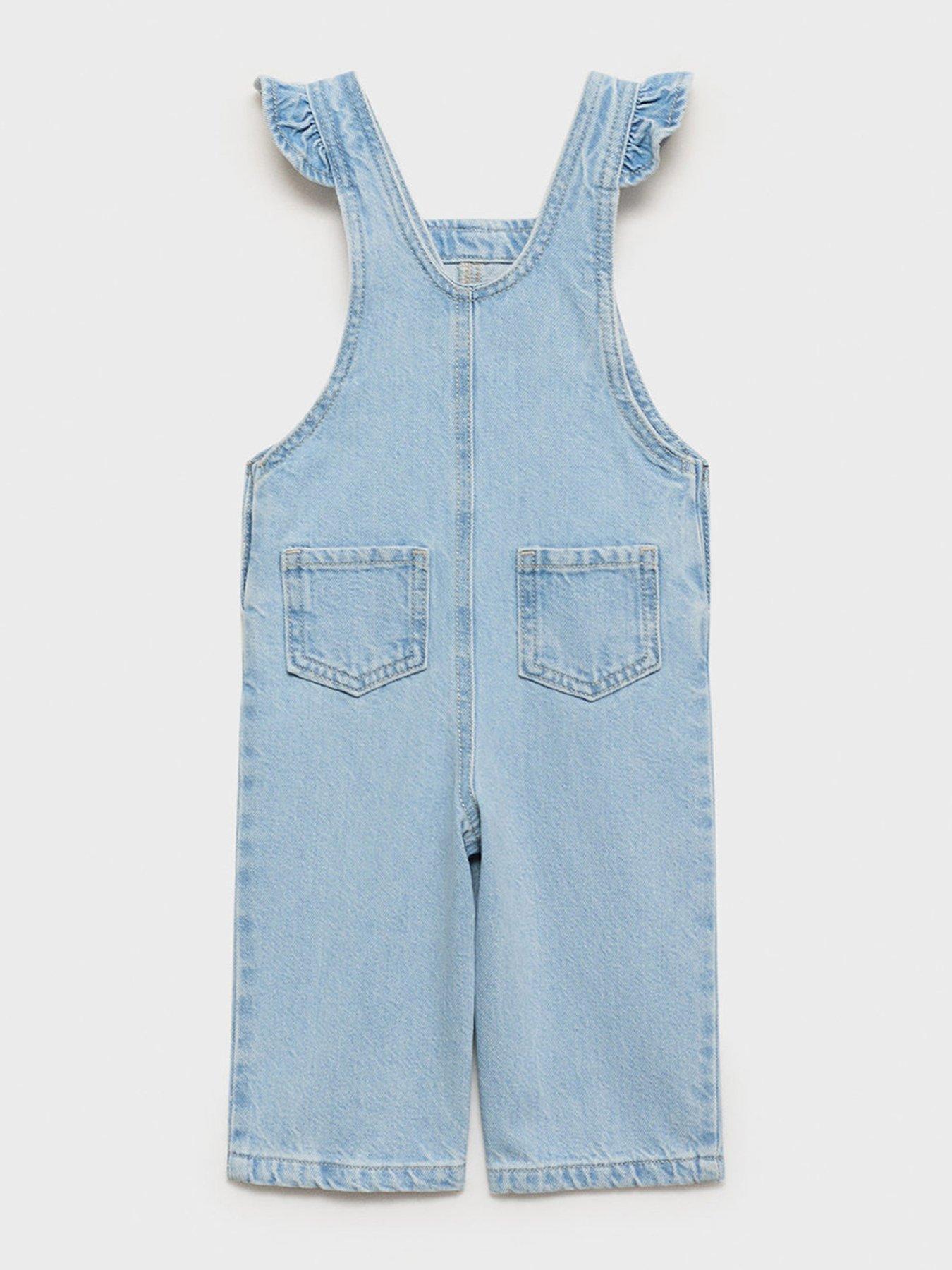 Image 3 of 5 of Mango Younger Girls Denim Dungarees - Blue