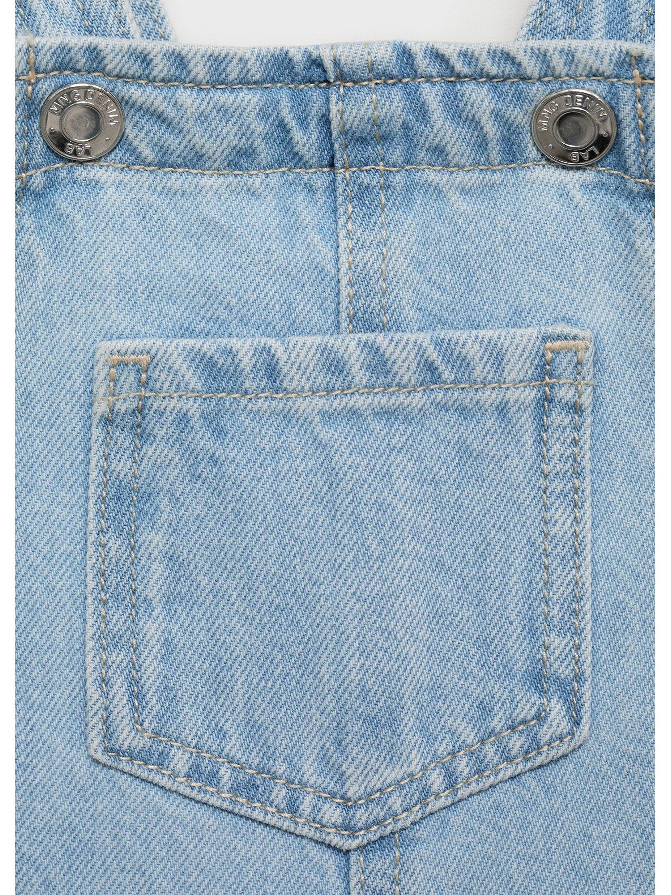 Image 5 of 5 of Mango Younger Girls Denim Dungarees - Blue