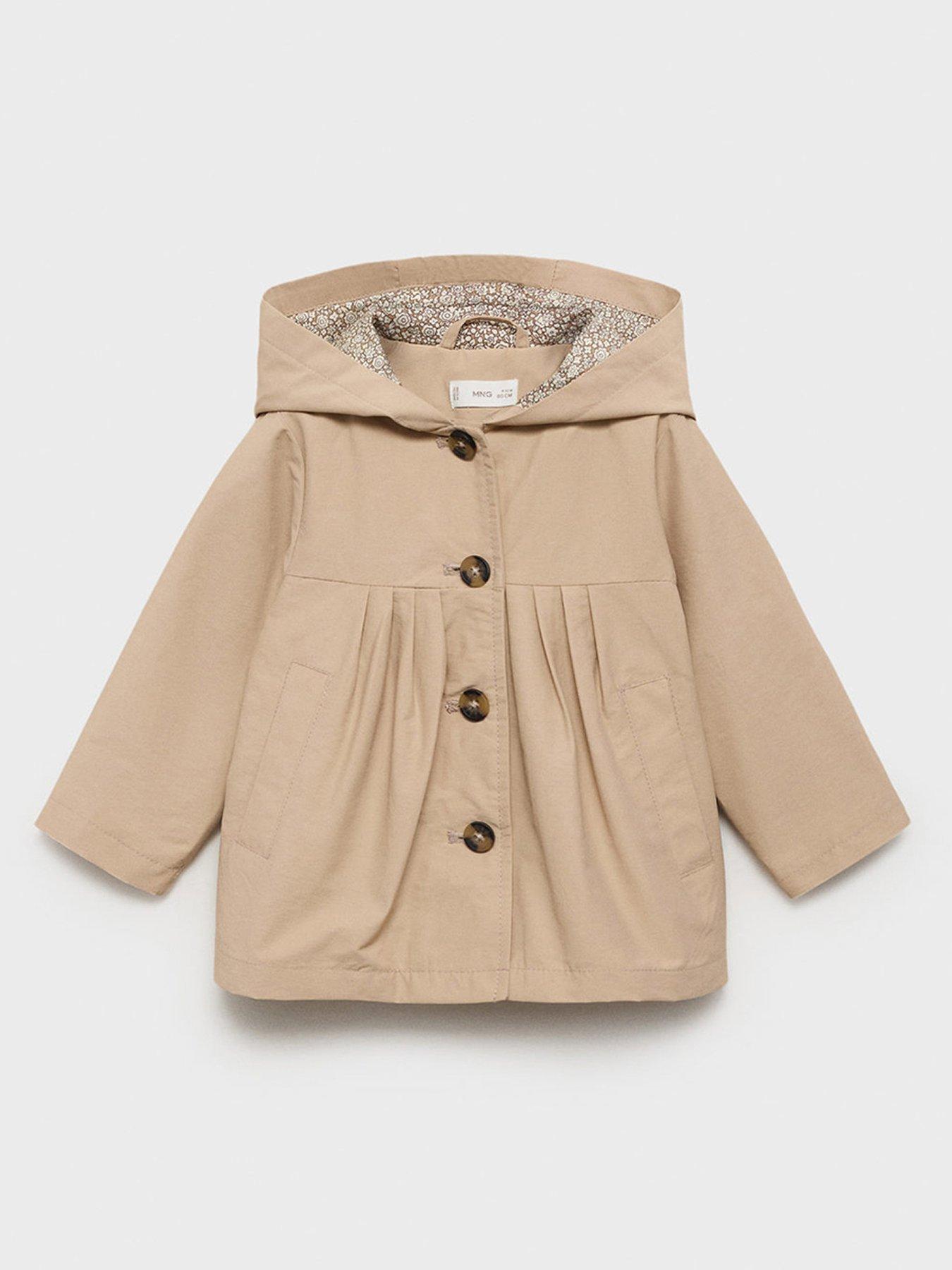 Image 1 of 4 of Mango Younger Girls Hooded Trench Coat - Beige