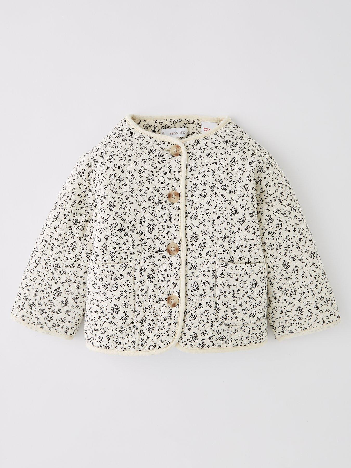 Image of Mango Younger Girls Floral Printed Jacket - Cream