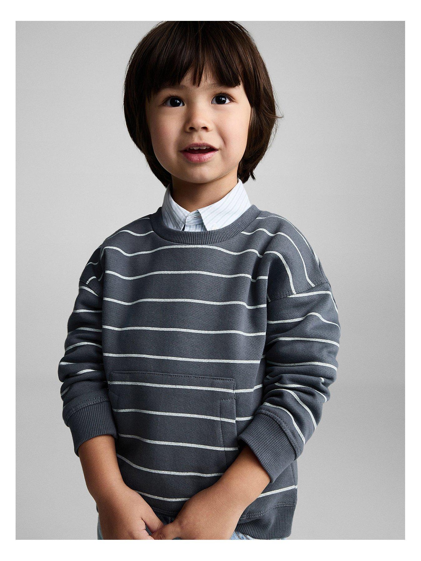 undefined Younger Boys Striped Sweat Top - Blue