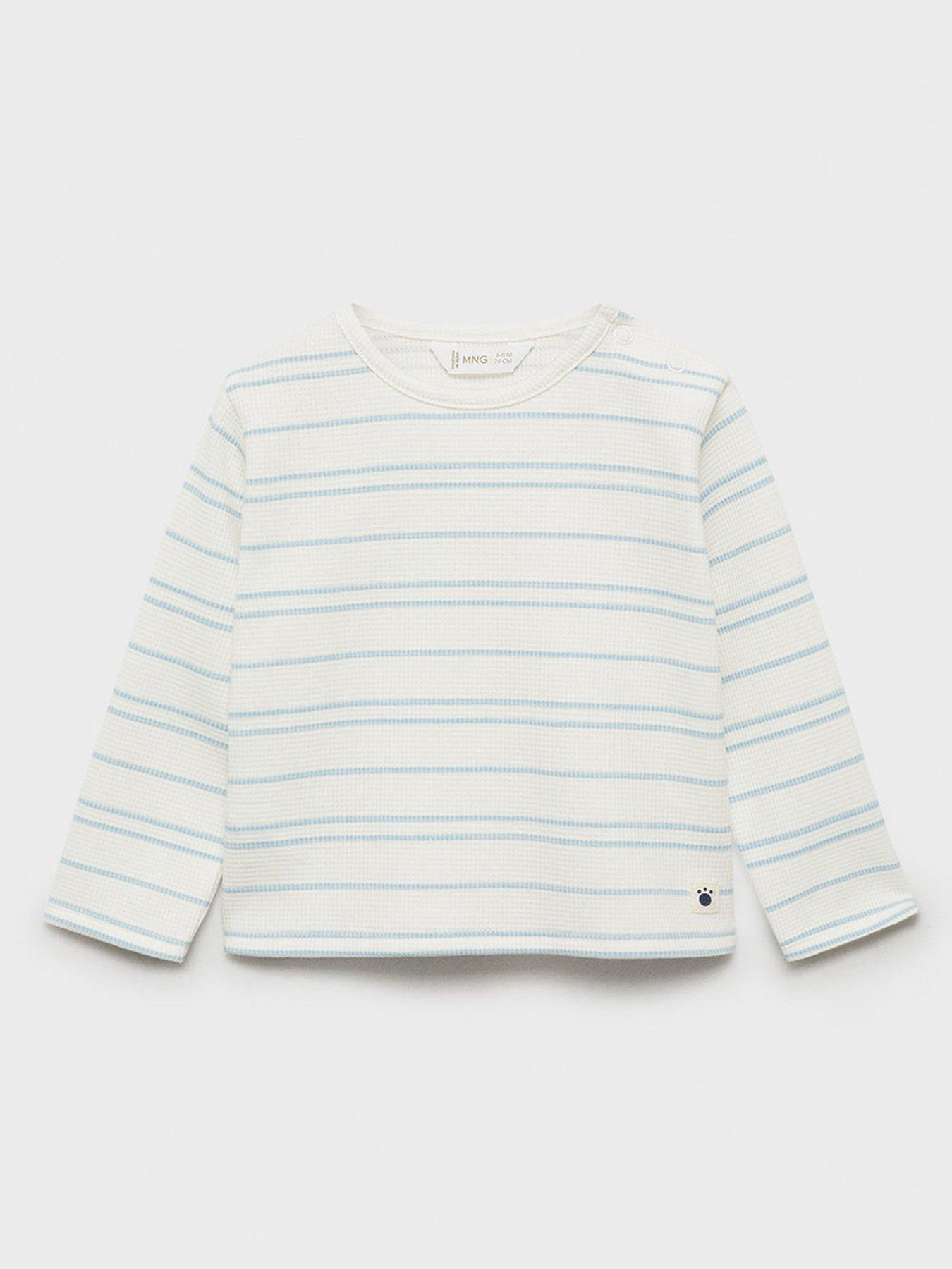 Image 1 of 4 of Mango Baby Boys Striped Long Sleeve Tshirt - Blue