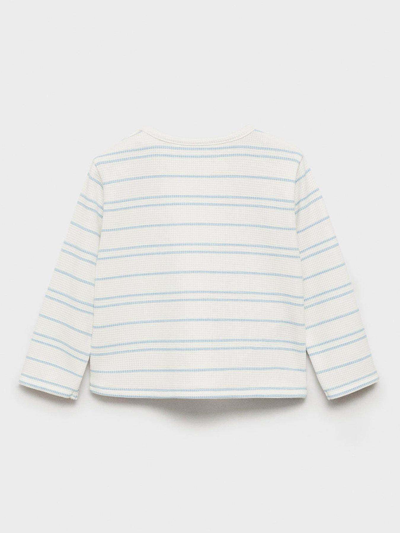 Image 2 of 4 of Mango Baby Boys Striped Long Sleeve Tshirt - Blue