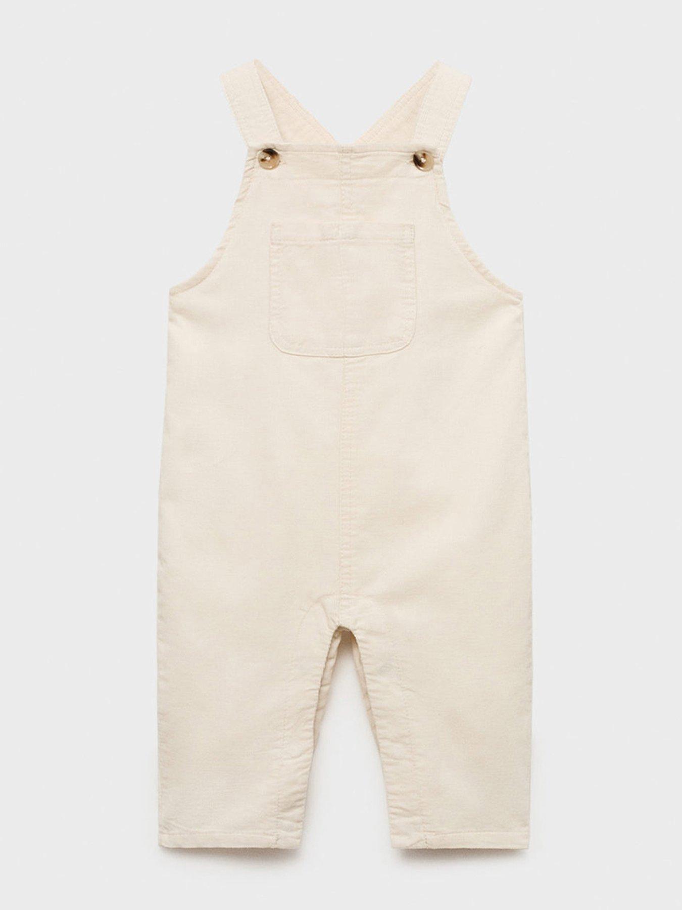 Image 1 of 4 of Mango Baby Unisex Cord Dungarees - Cream