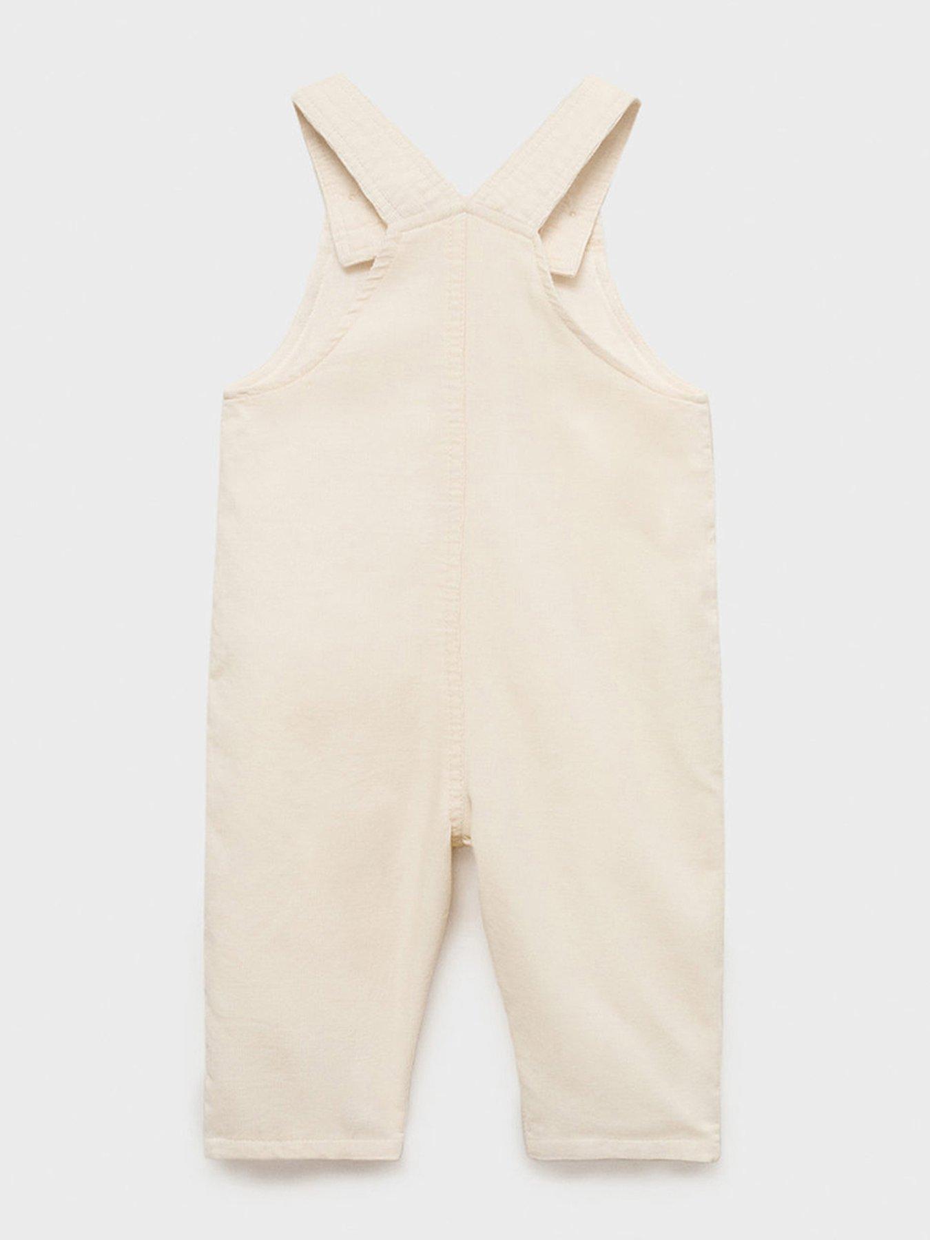 Image 2 of 4 of Mango Baby Unisex Cord Dungarees - Cream
