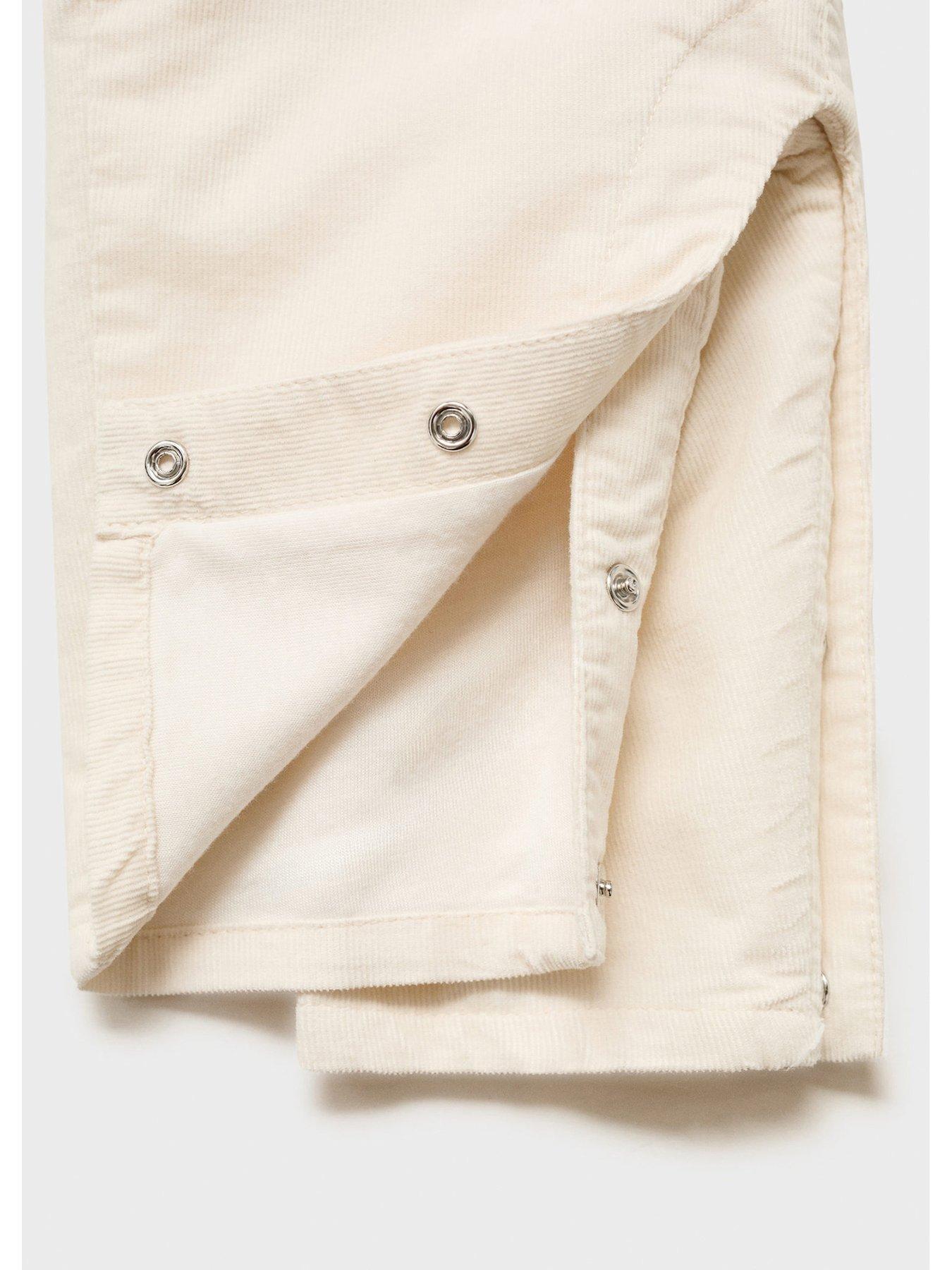 Image 3 of 4 of Mango Baby Unisex Cord Dungarees - Cream