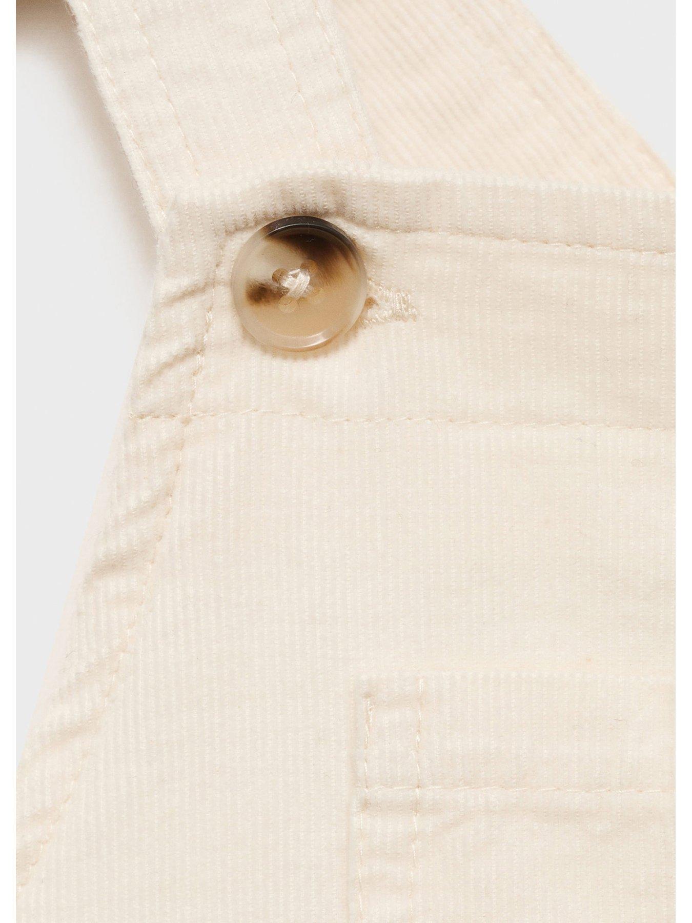 Image 4 of 4 of Mango Baby Unisex Cord Dungarees - Cream