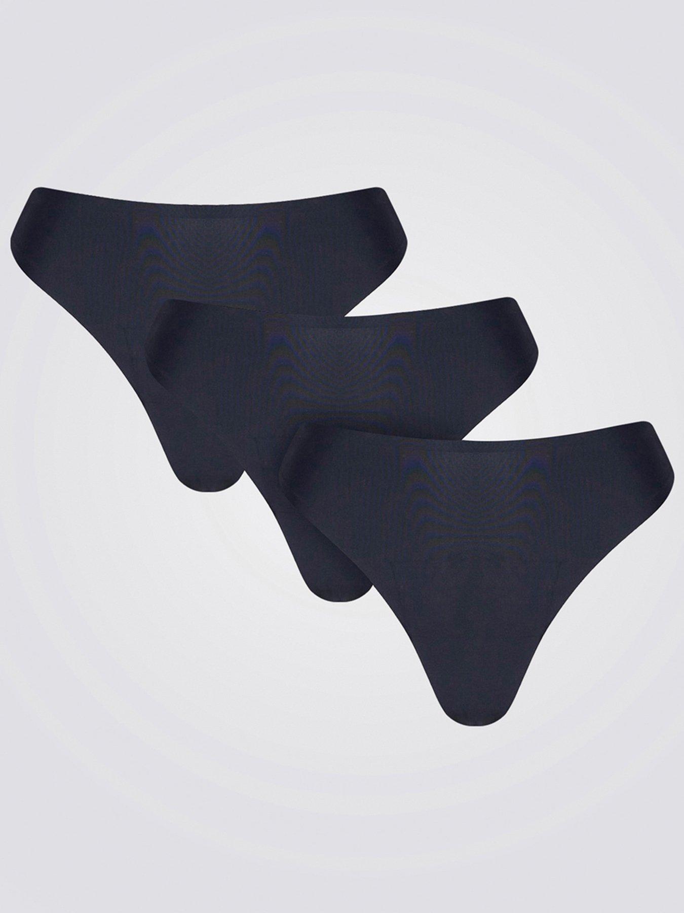 undefined Bonded 3 Pack Thongs - Black