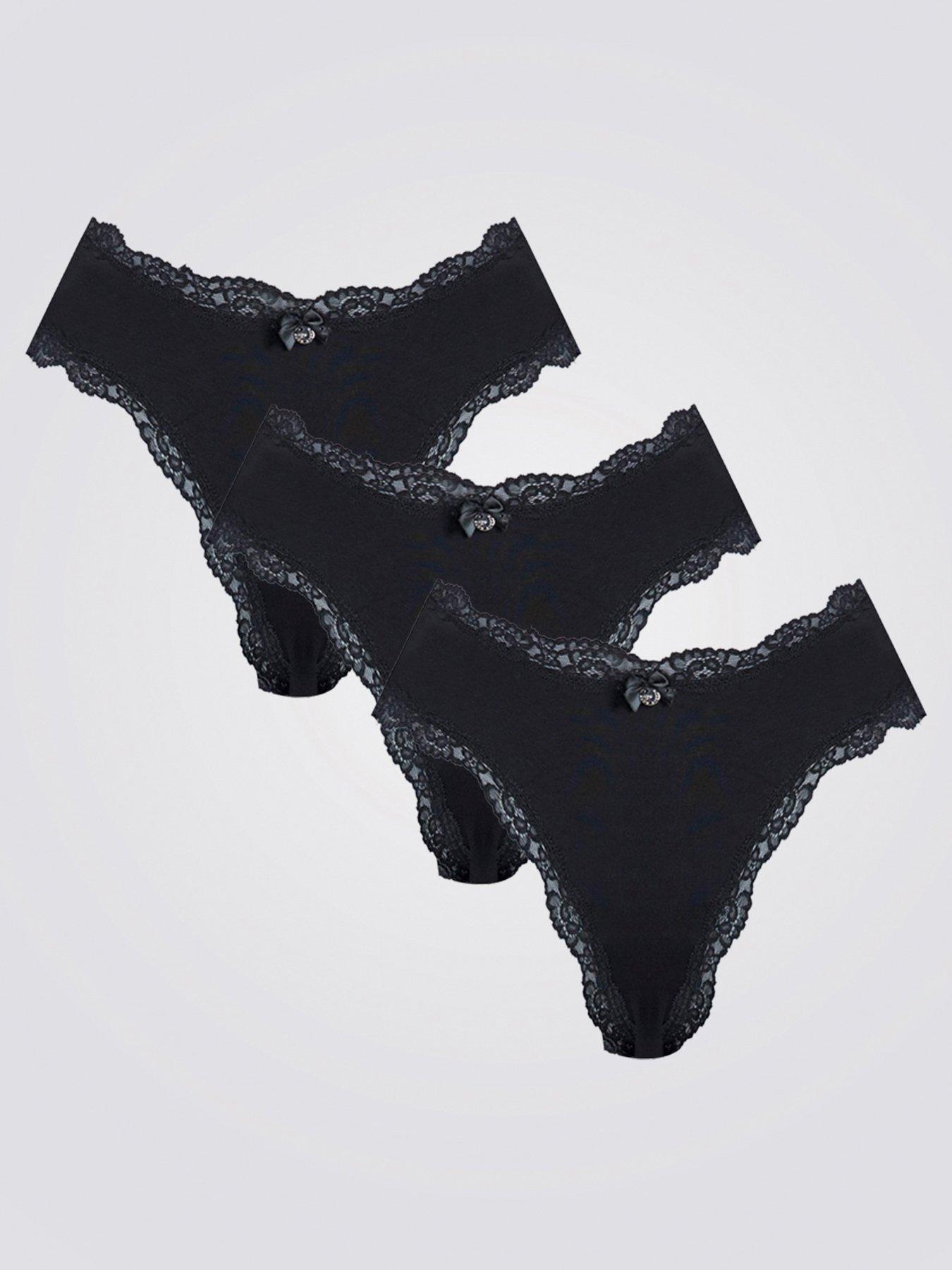 undefined Tatiana 3 Pack Thongs - Black