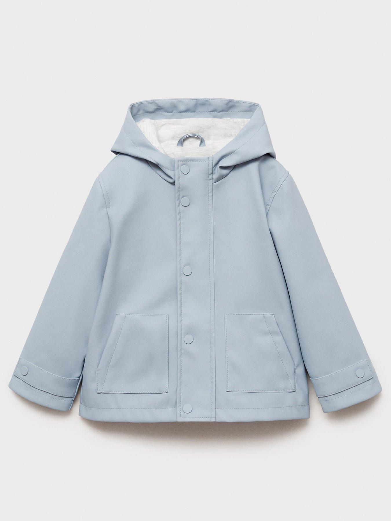 undefined Younger Boys Rubberised Rain Coat - Light Blue