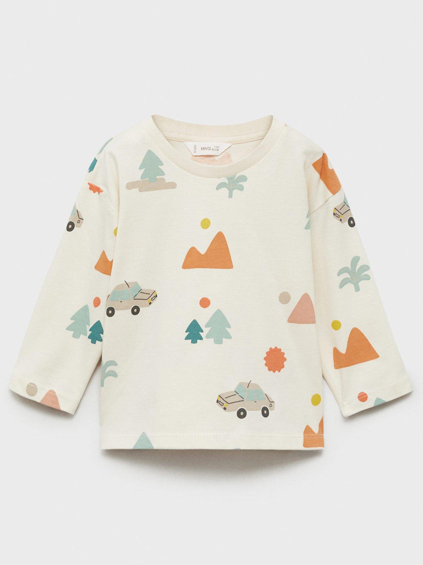 undefined Younger Boys Car Long Sleeve Tshirt - Cream