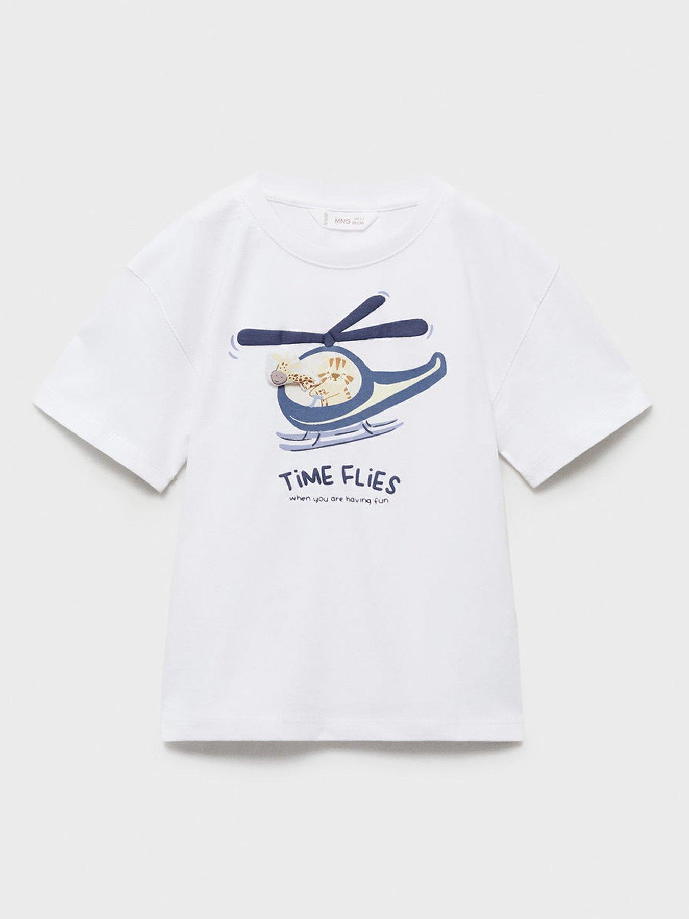 undefined Younger Boys Helicopter Short Sleeve Tshirt - Light Cream