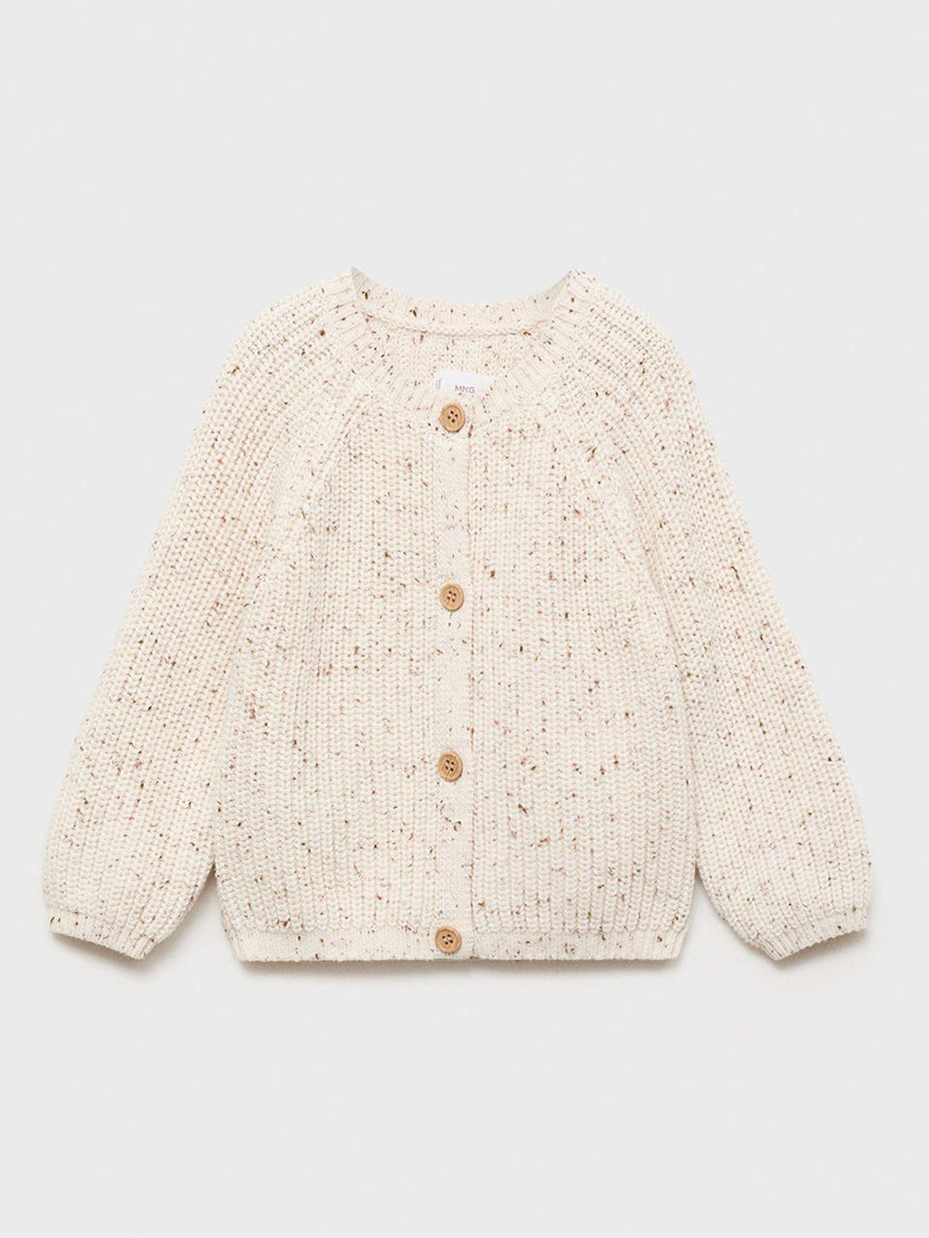 undefined Baby Unisex Speckled Knitted Cardigan - Cream