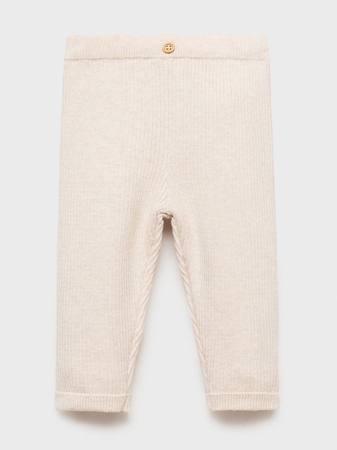 Image 1 of 4 of Mango Baby Unisex Knitted Leggings - Beige