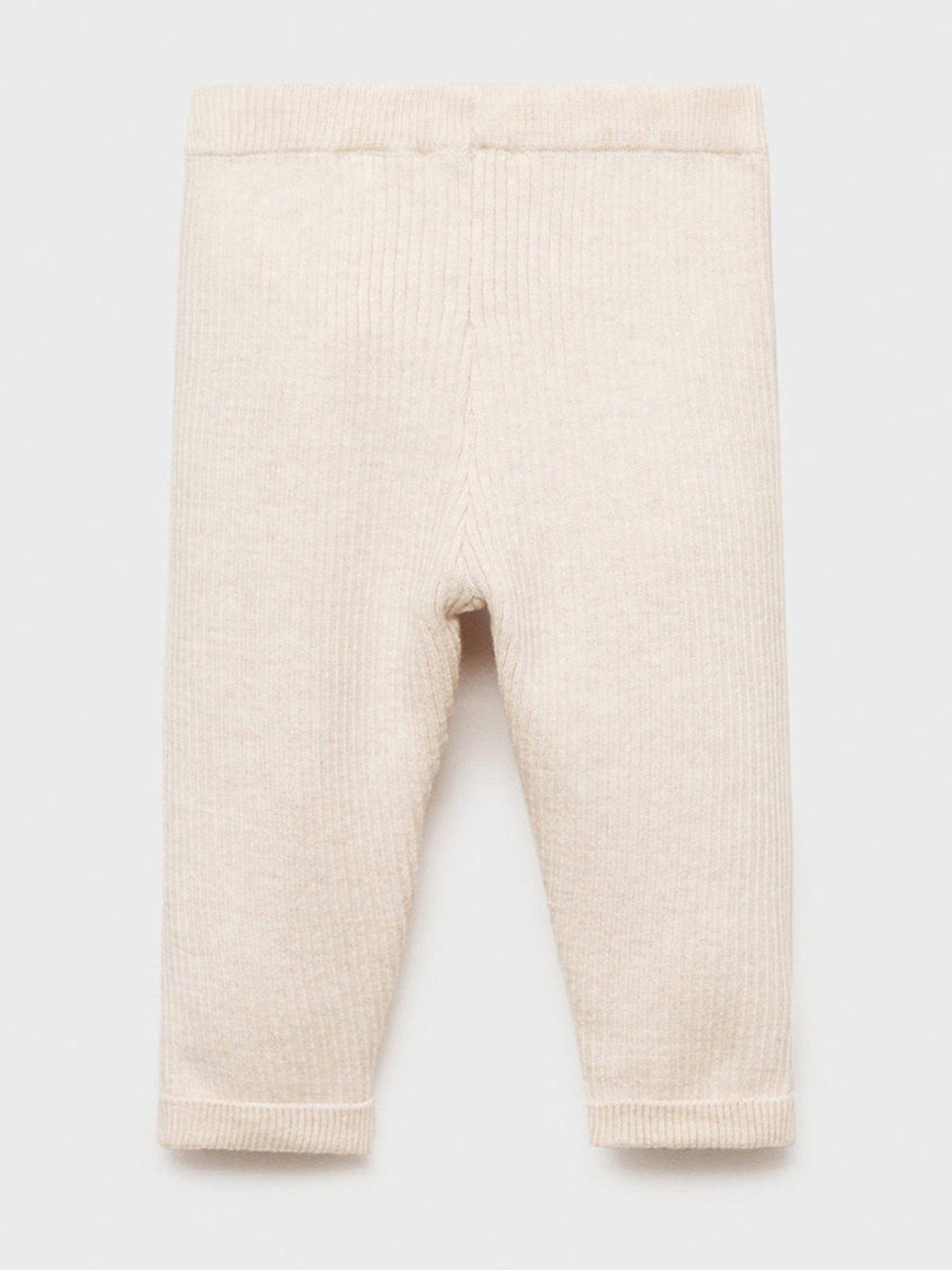 Image 2 of 4 of Mango Baby Unisex Knitted Leggings - Beige