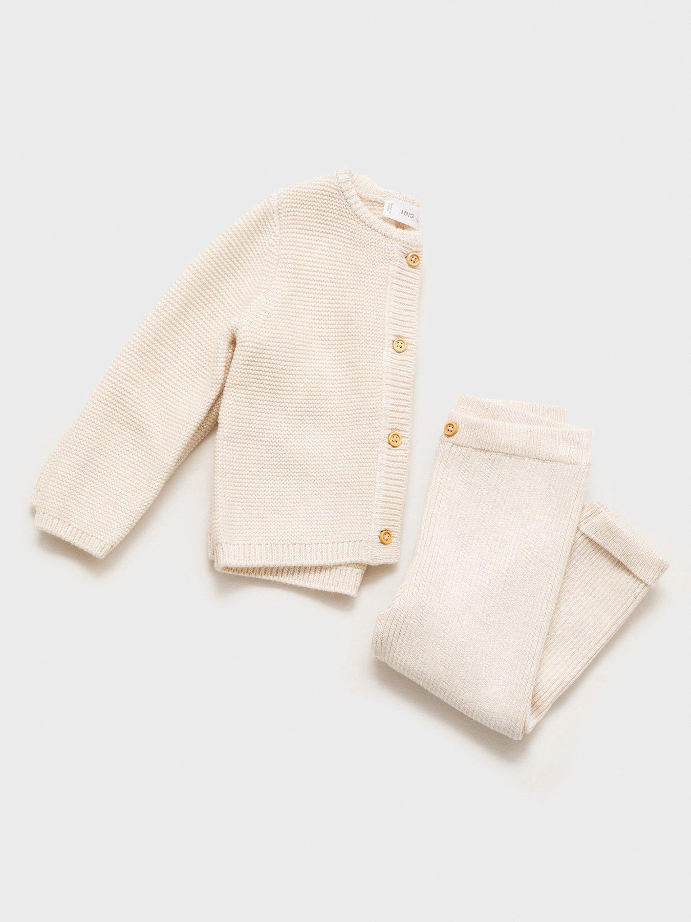 Image 3 of 4 of Mango Baby Unisex Knitted Leggings - Beige