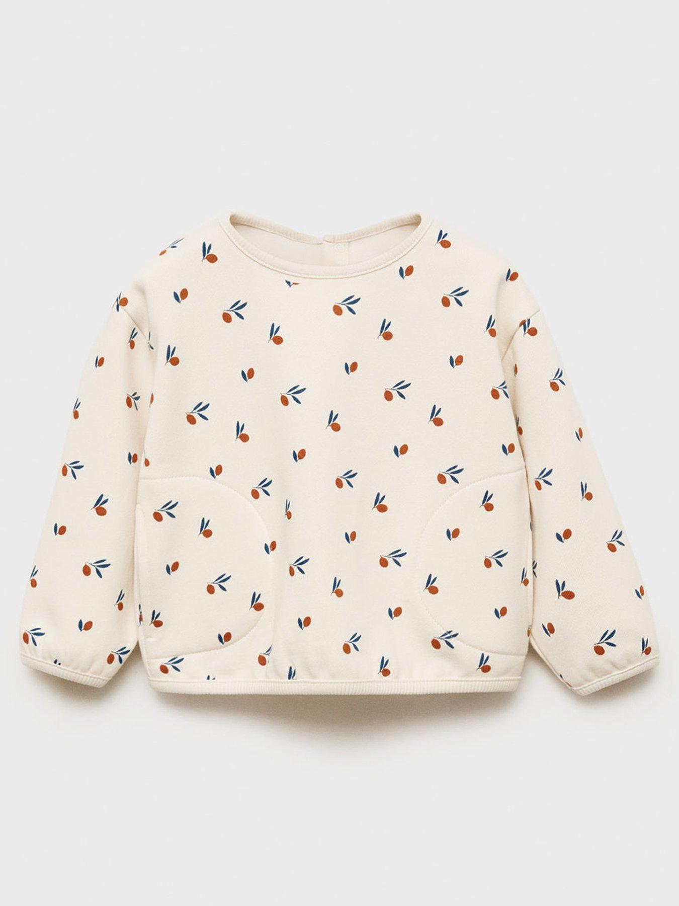 Image 1 of 4 of Mango Baby Girls Printed Sweat Top - Light Cream
