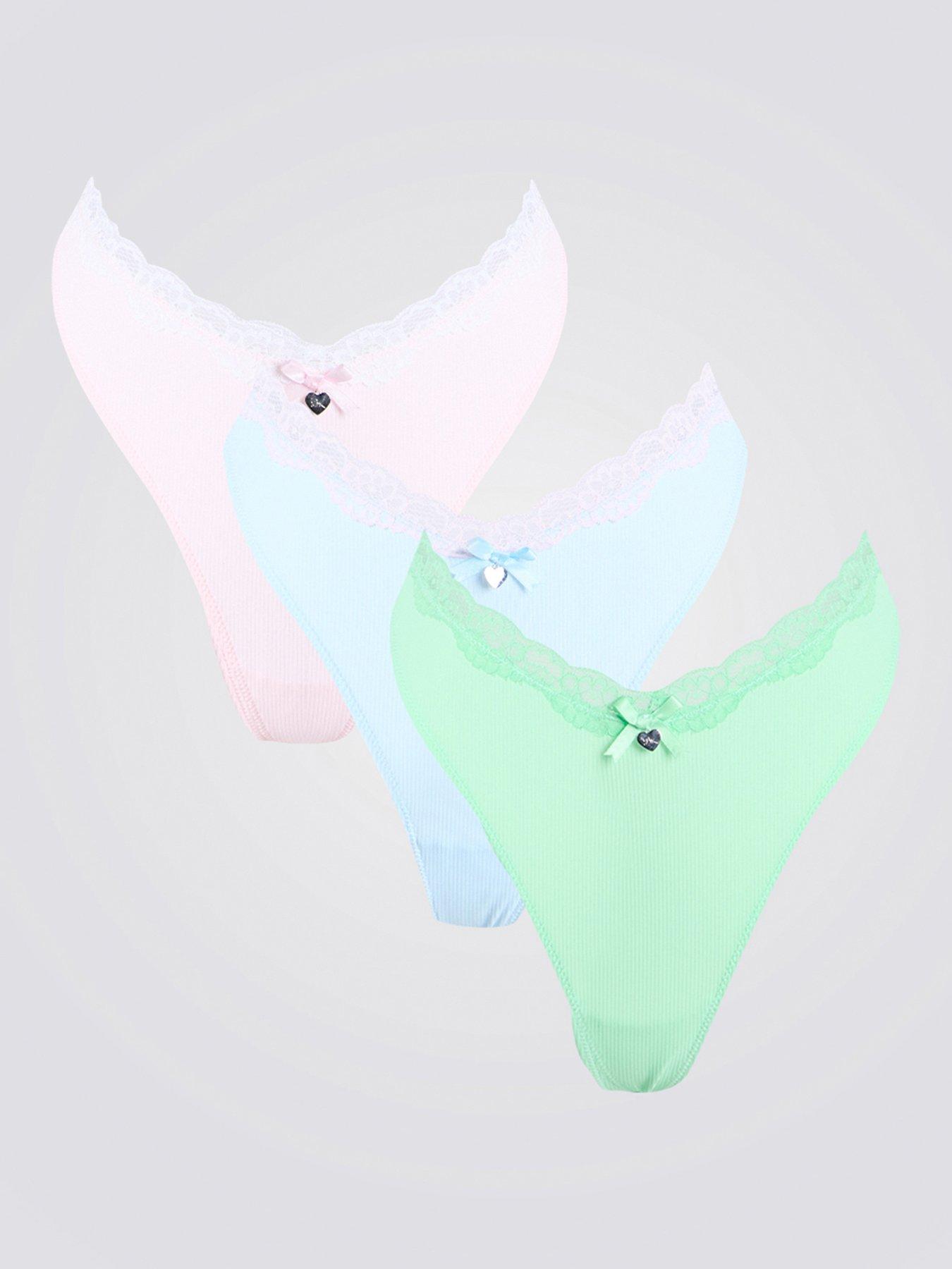 undefined Elena High Leg 3 Pack Thongs - Multicoloured - Multi