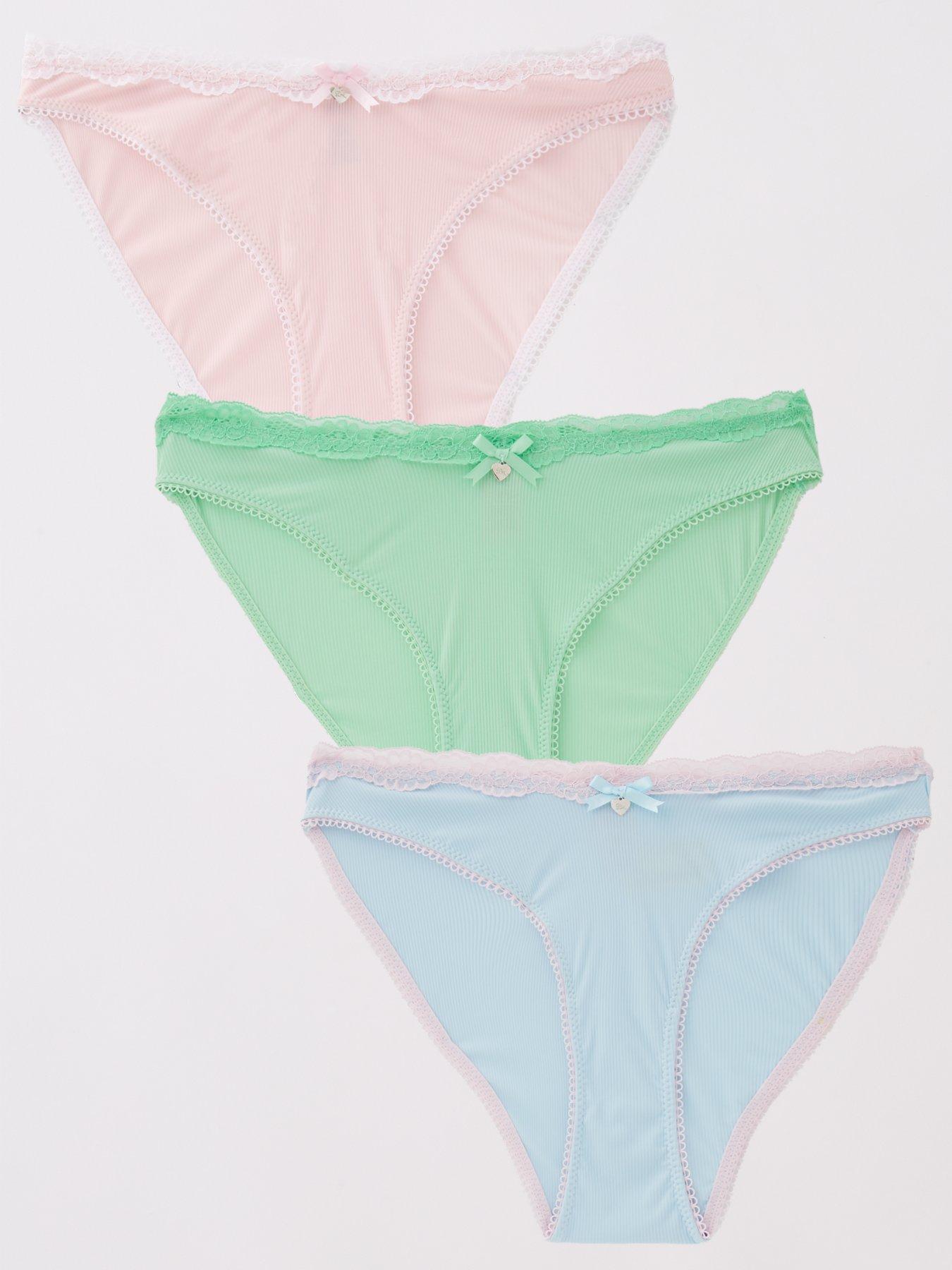 undefined Elena High Leg Lace 3 Pack Briefs - Multicoloured