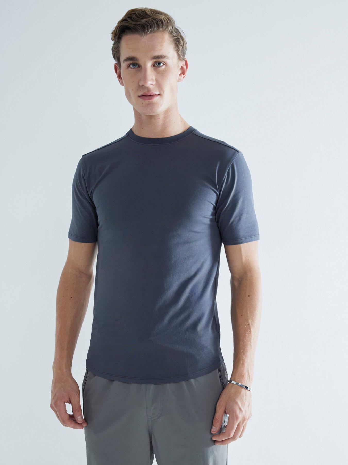 undefined Muscle Fit Curved Hem T-Shirt - Dark Grey