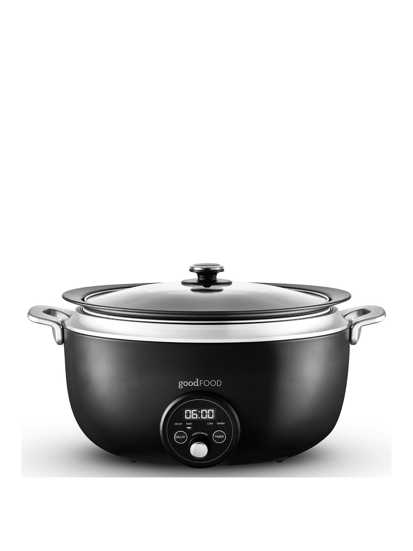undefined GF16011 6.5L Digital Slow Cooker with Tempered Glass Lid - Black