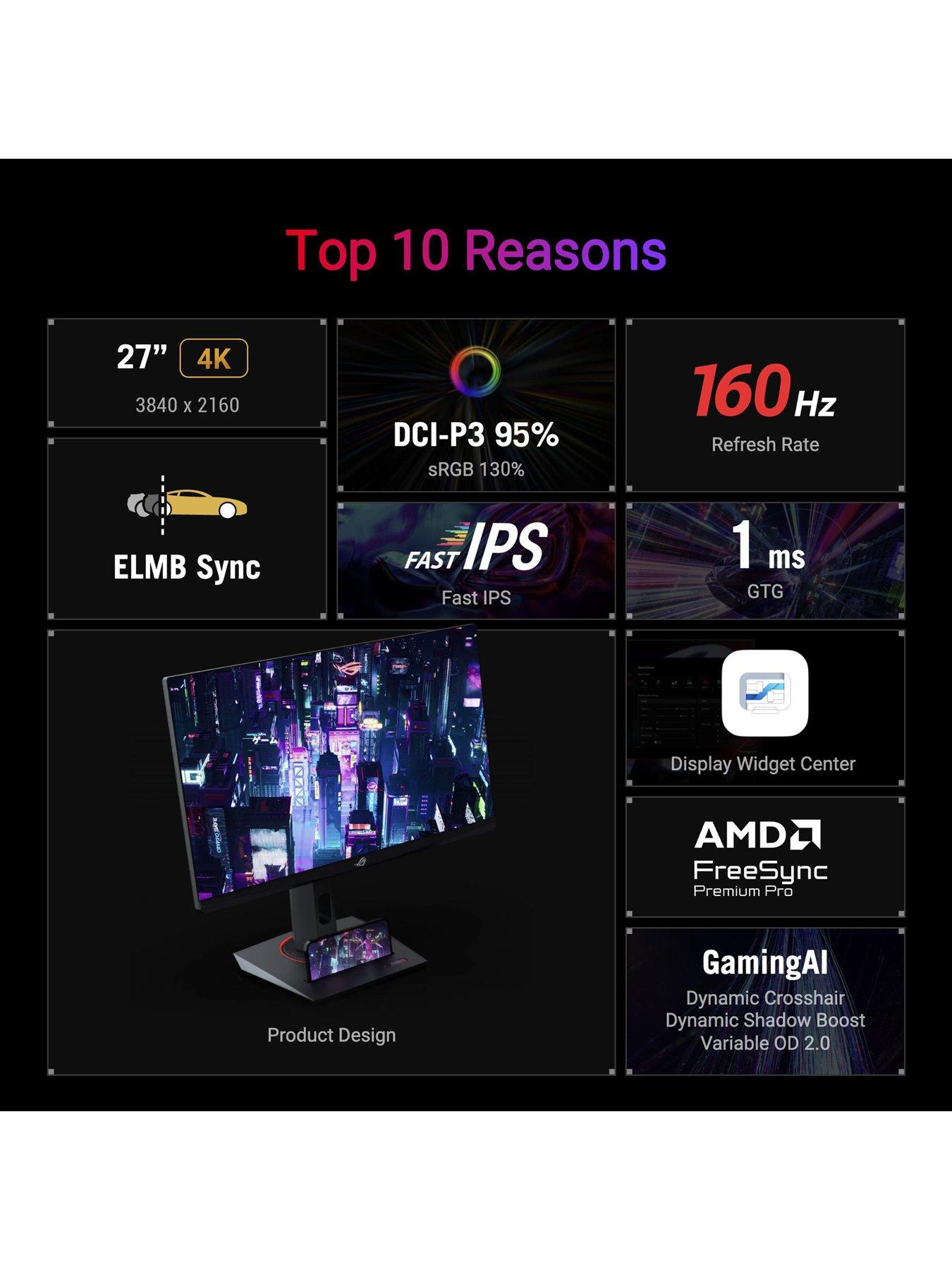 Image 4 of 7 of Asus ROG Strix XG27UCS - 27in 4K UHD (3840x2160), 160Hz, 1ms, Fast IPS, G-Sync compatible USB Type-C Gaming Monitor