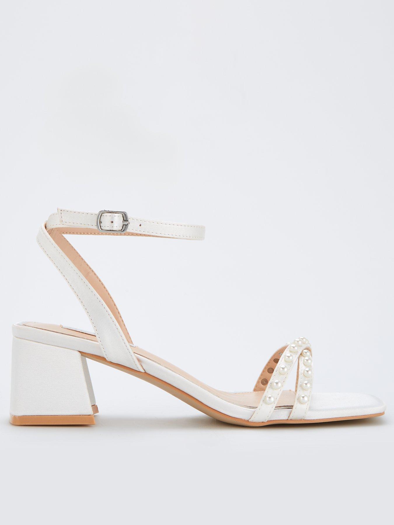 undefined Be Mine Wide Fit Shellie Heeled Sandals - Ivory Satin