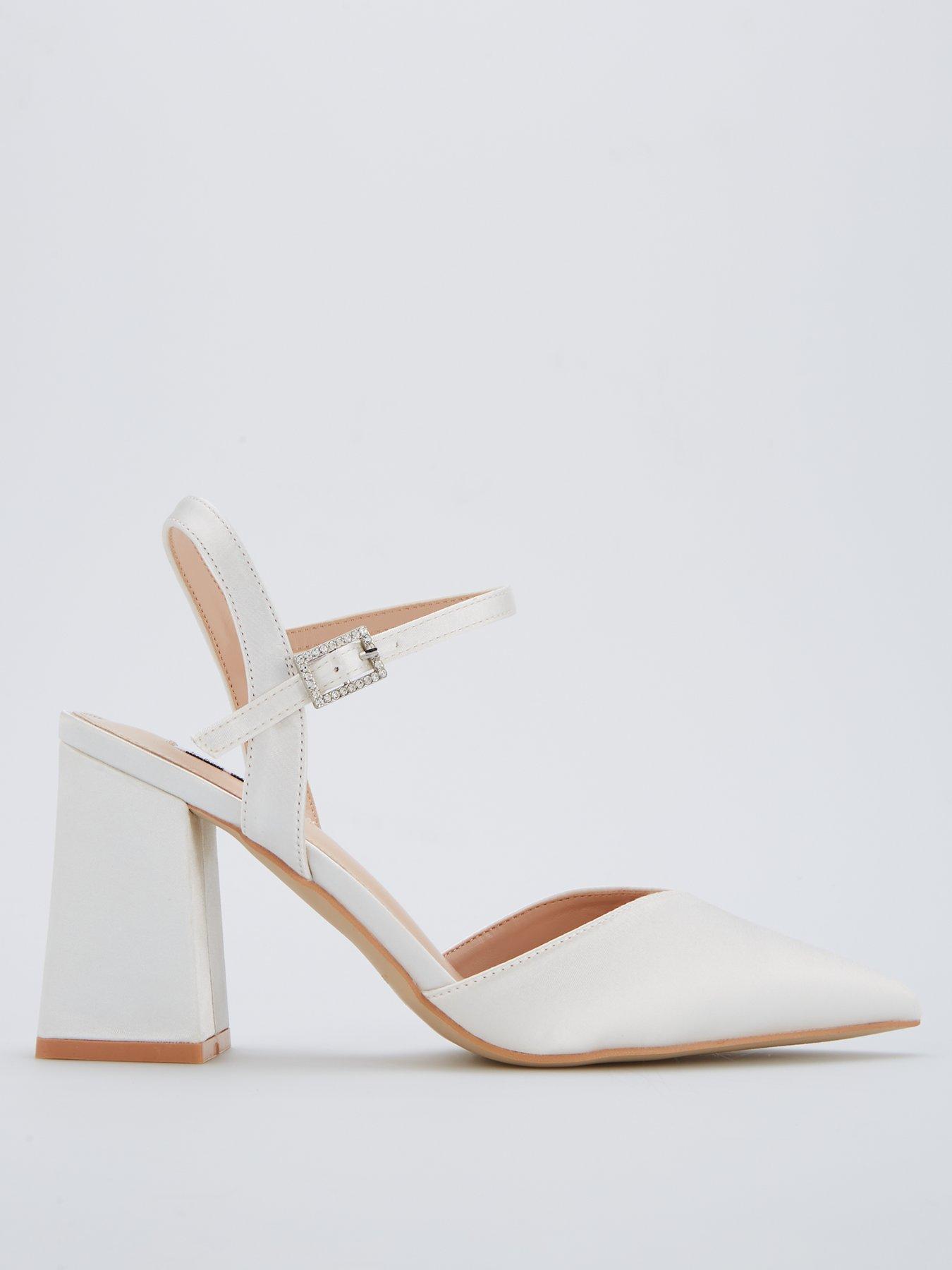 undefined Be Mine Wide Fit Frankie Heeled Shoes - Ivory Satin