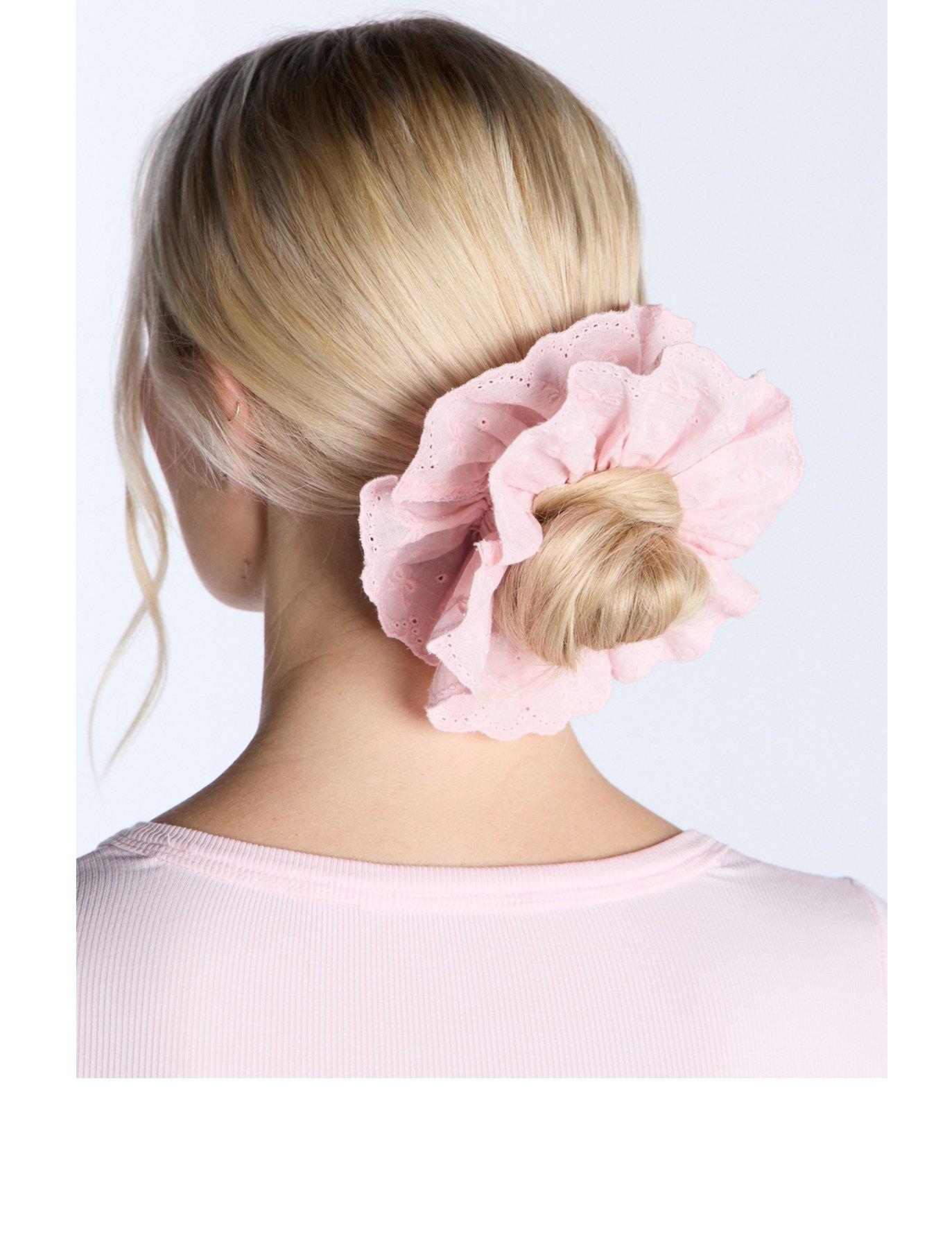 undefined Broderie Scrunchie 2 Pack - Ivory Mix