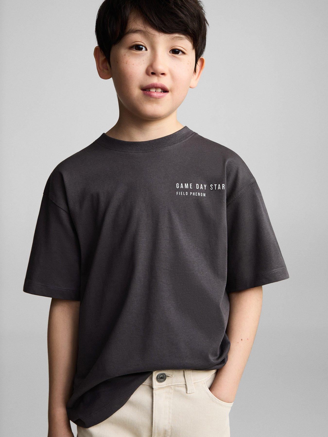 undefined Boys American Football Short Sleeve T-Shirt - Dark Grey