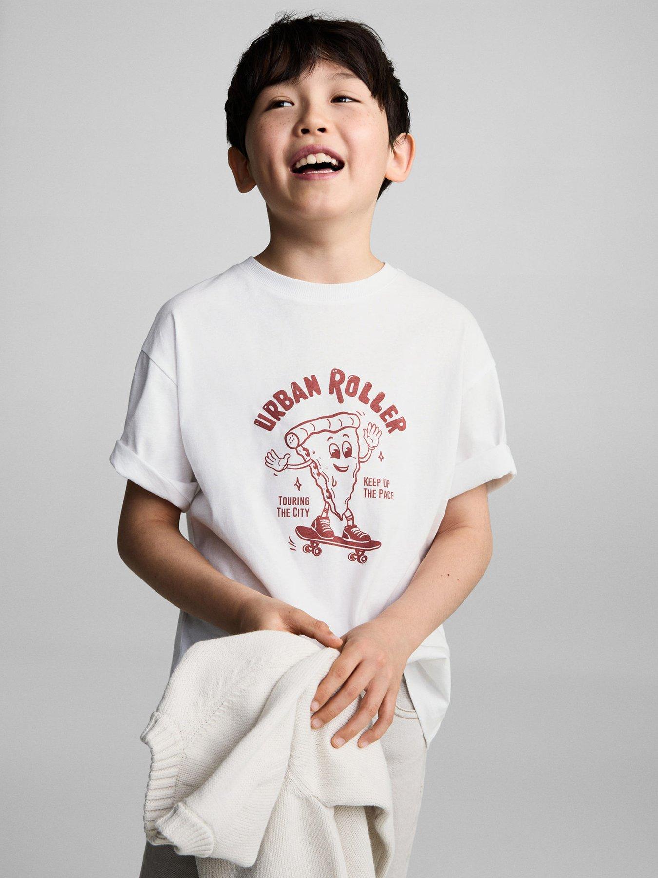 undefined Boys Printed Short Sleeve T-Shirt - Light Cream
