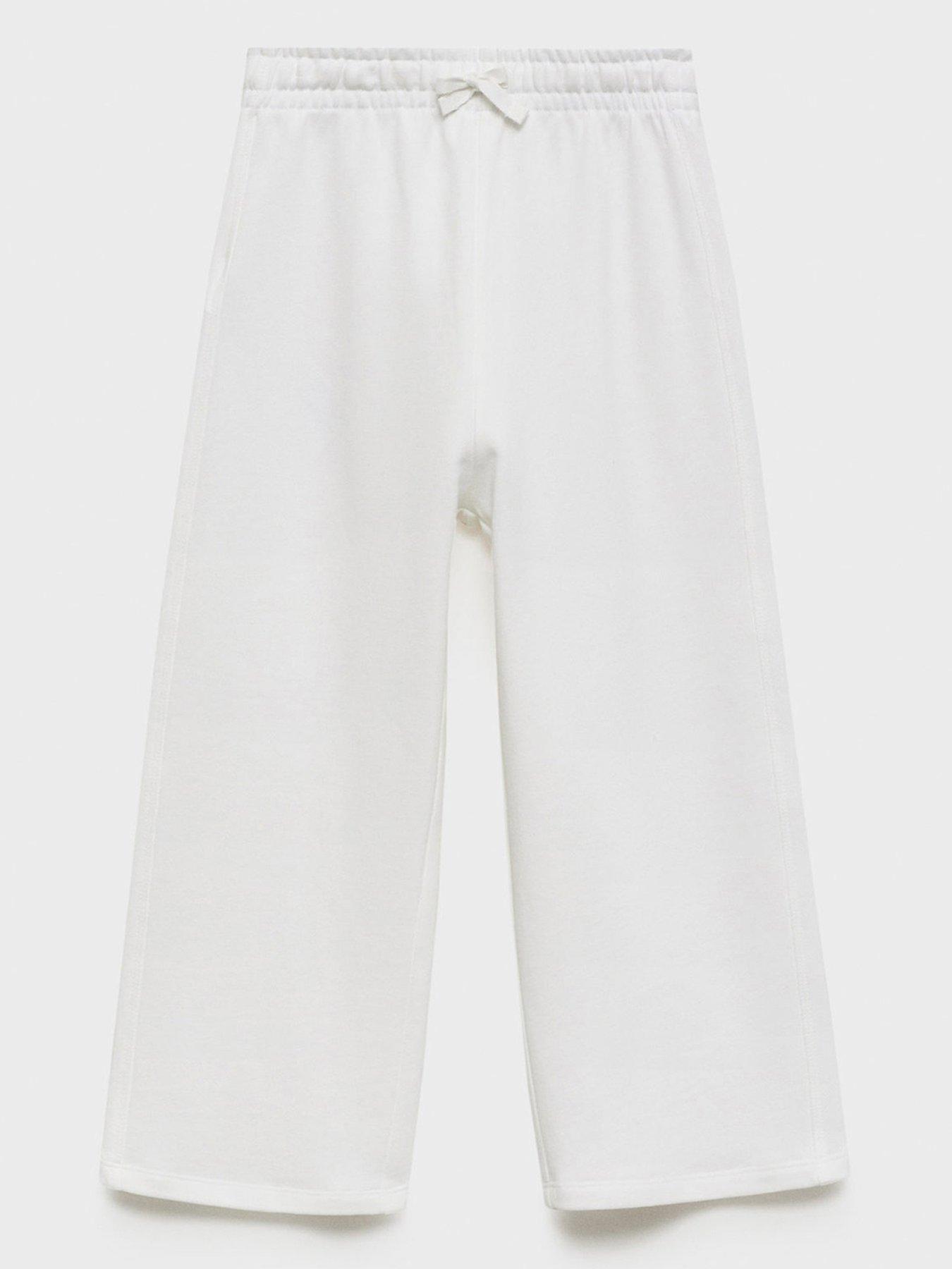 Image 1 of 4 of Mango Girls Wide Leg Joggers - Light Cream