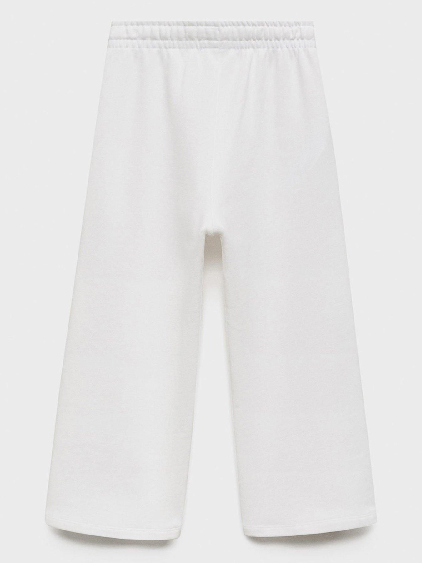 Image 2 of 4 of Mango Girls Wide Leg Joggers - Light Cream