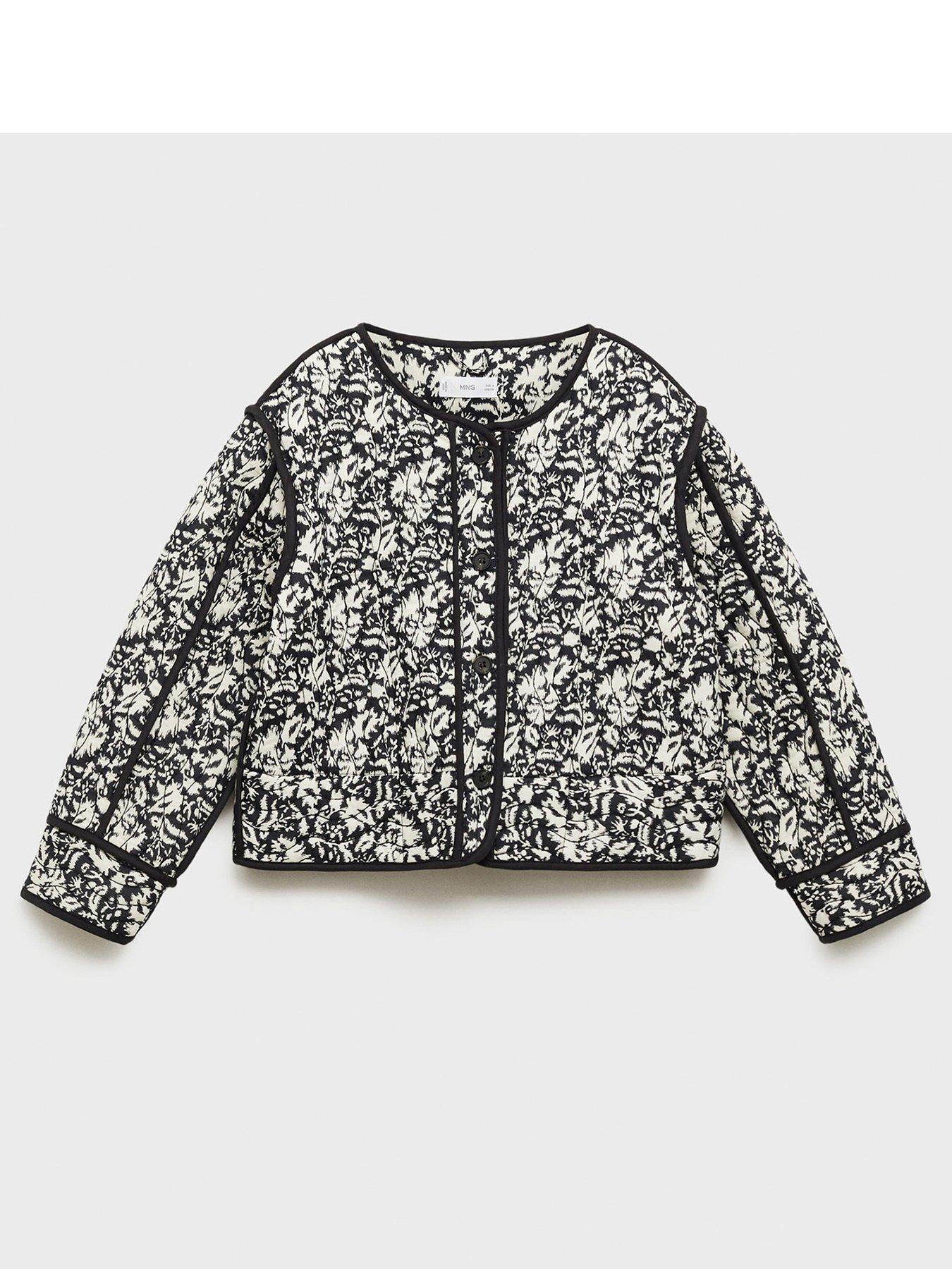 Image of Mango Girls Printed Jacket - Black