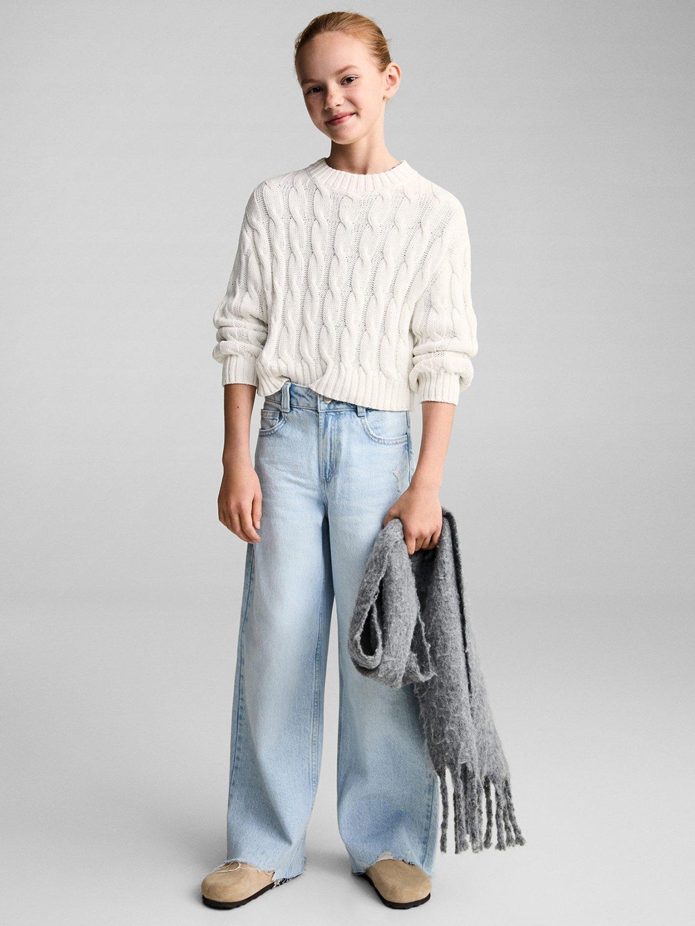 Image 2 of 5 of Mango Girls Cable Knitted Jumper - Cream
