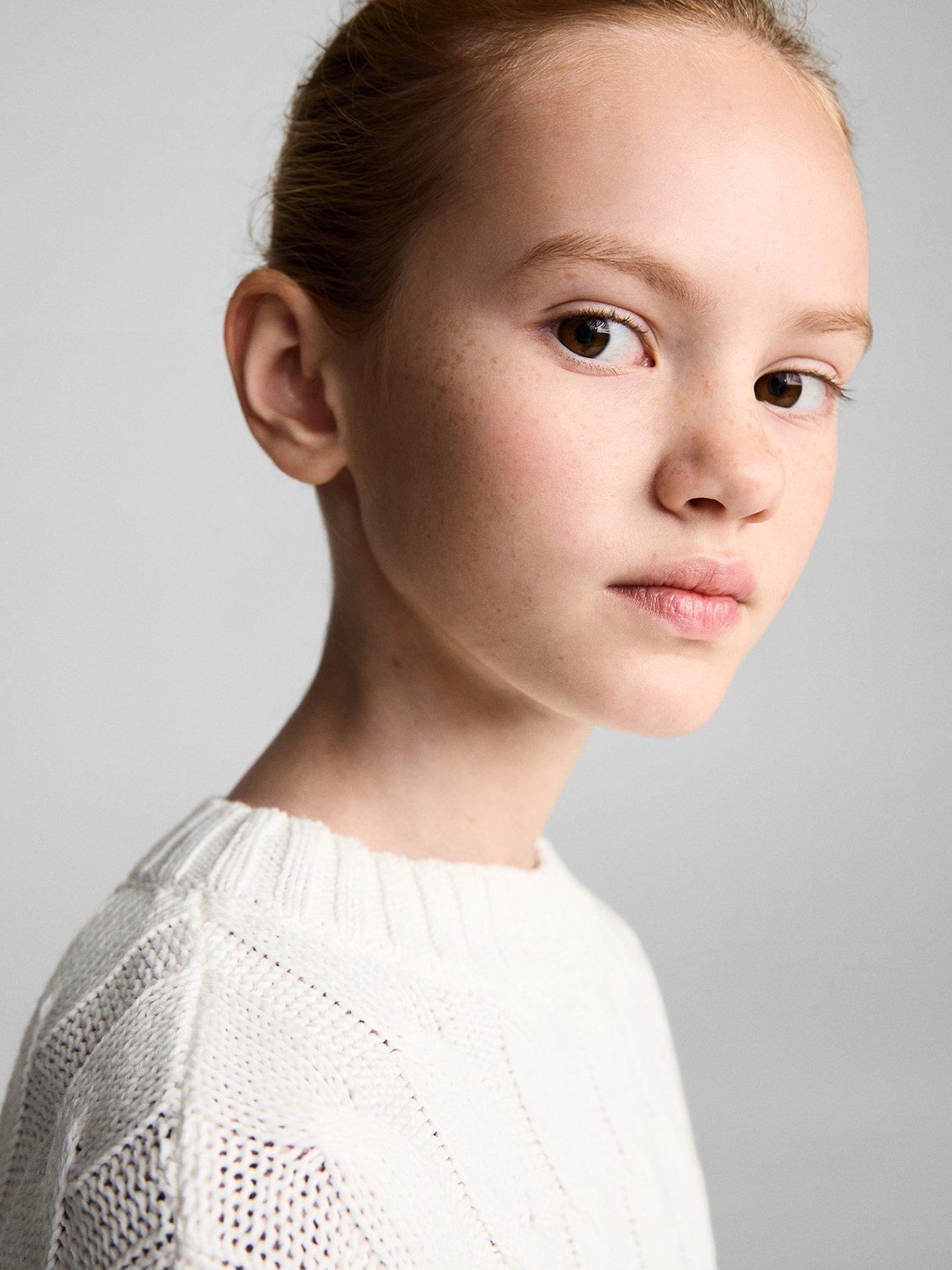 Image 3 of 5 of Mango Girls Cable Knitted Jumper - Cream