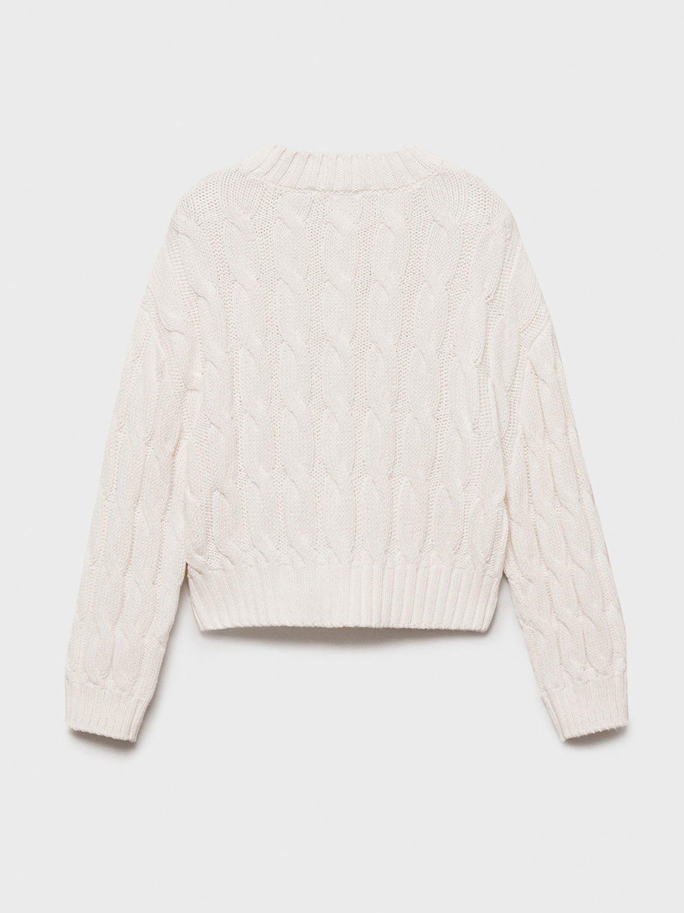 Image 4 of 5 of Mango Girls Cable Knitted Jumper - Cream