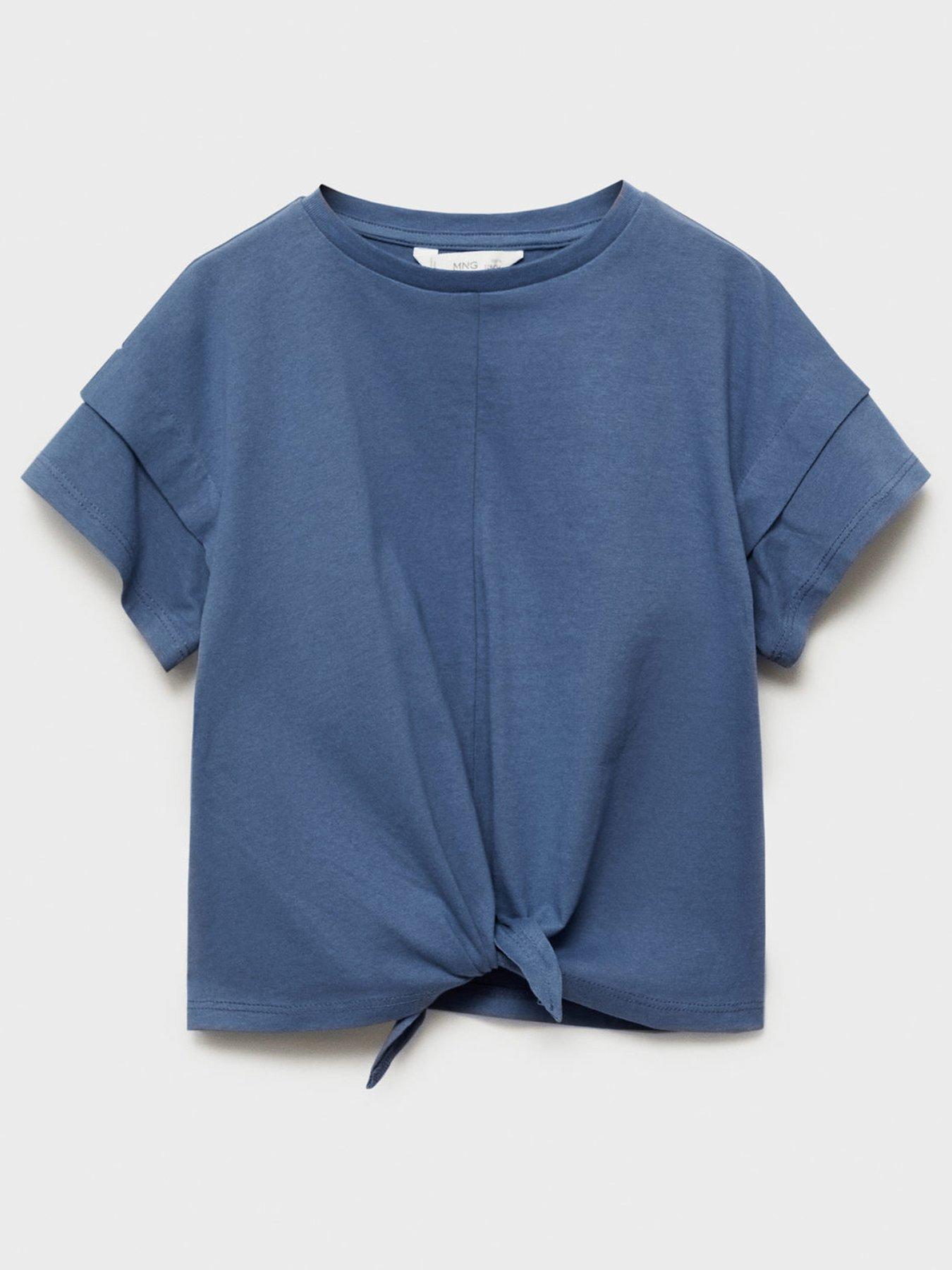 undefined Girls Knot Detail Short Sleeve T-Shirt - Blue