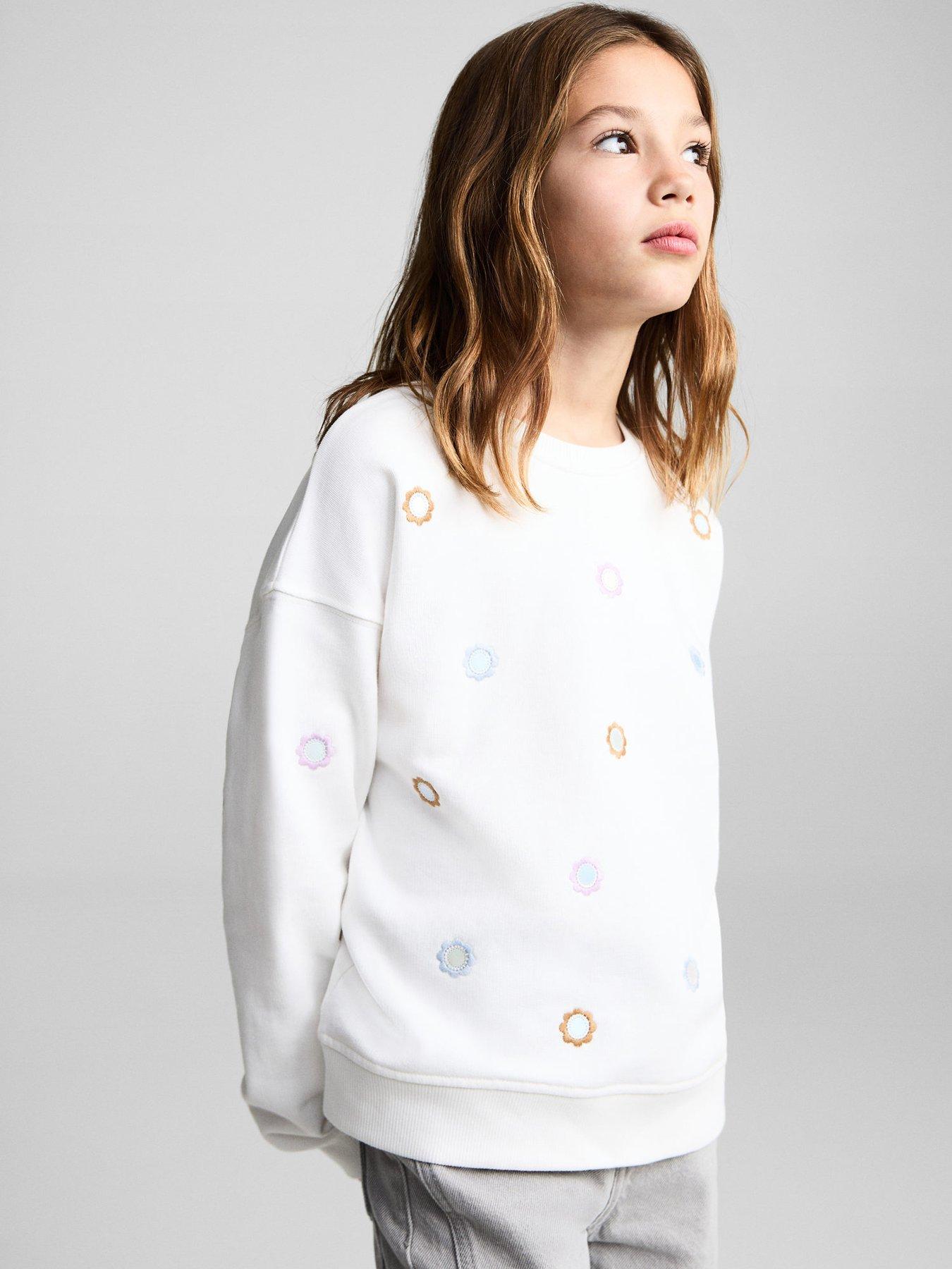 undefined Girls Embroidered Sweatshirt - Light Cream