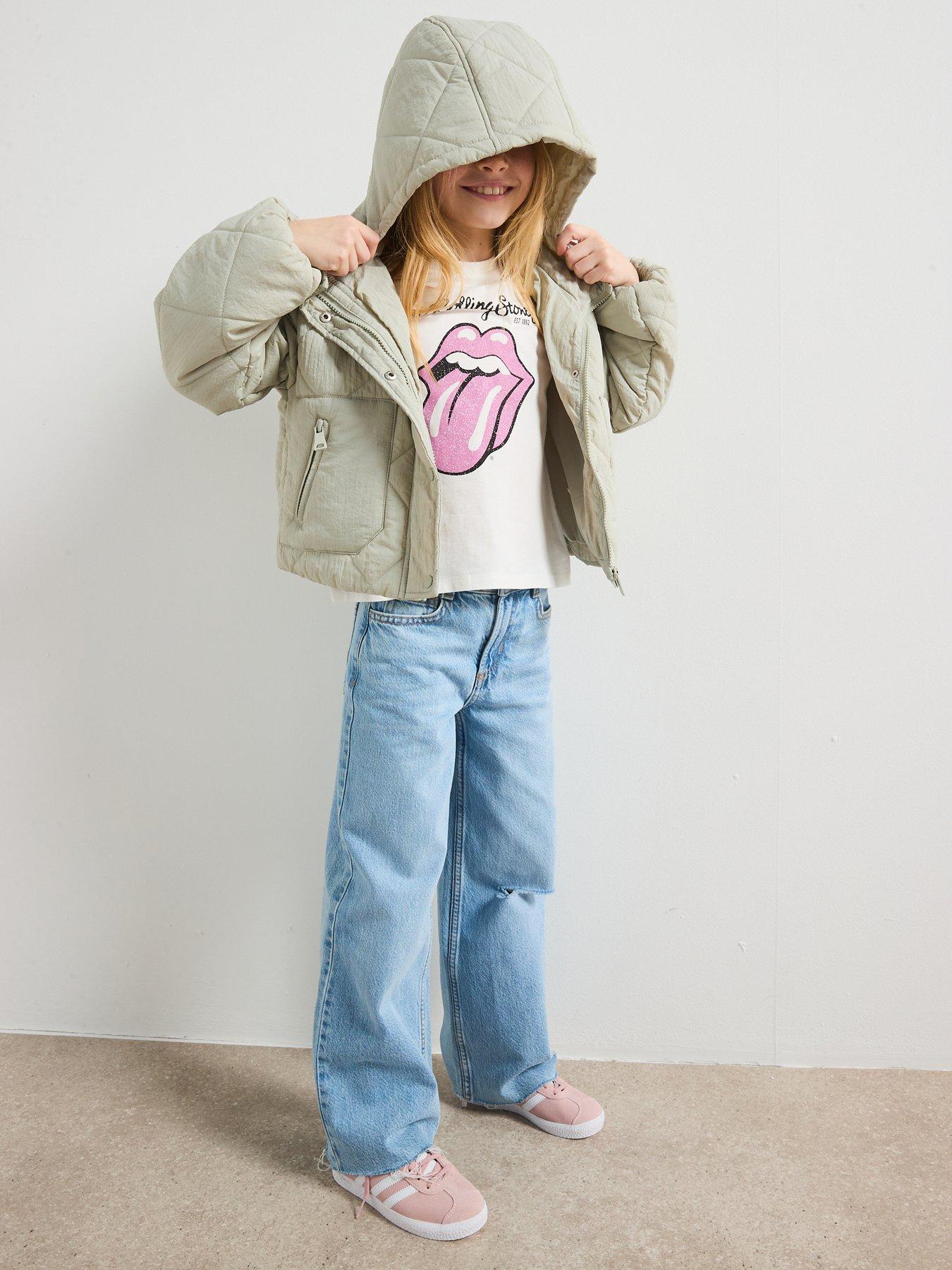 undefined Girls Quilted Hooded Jacket - Light Green
